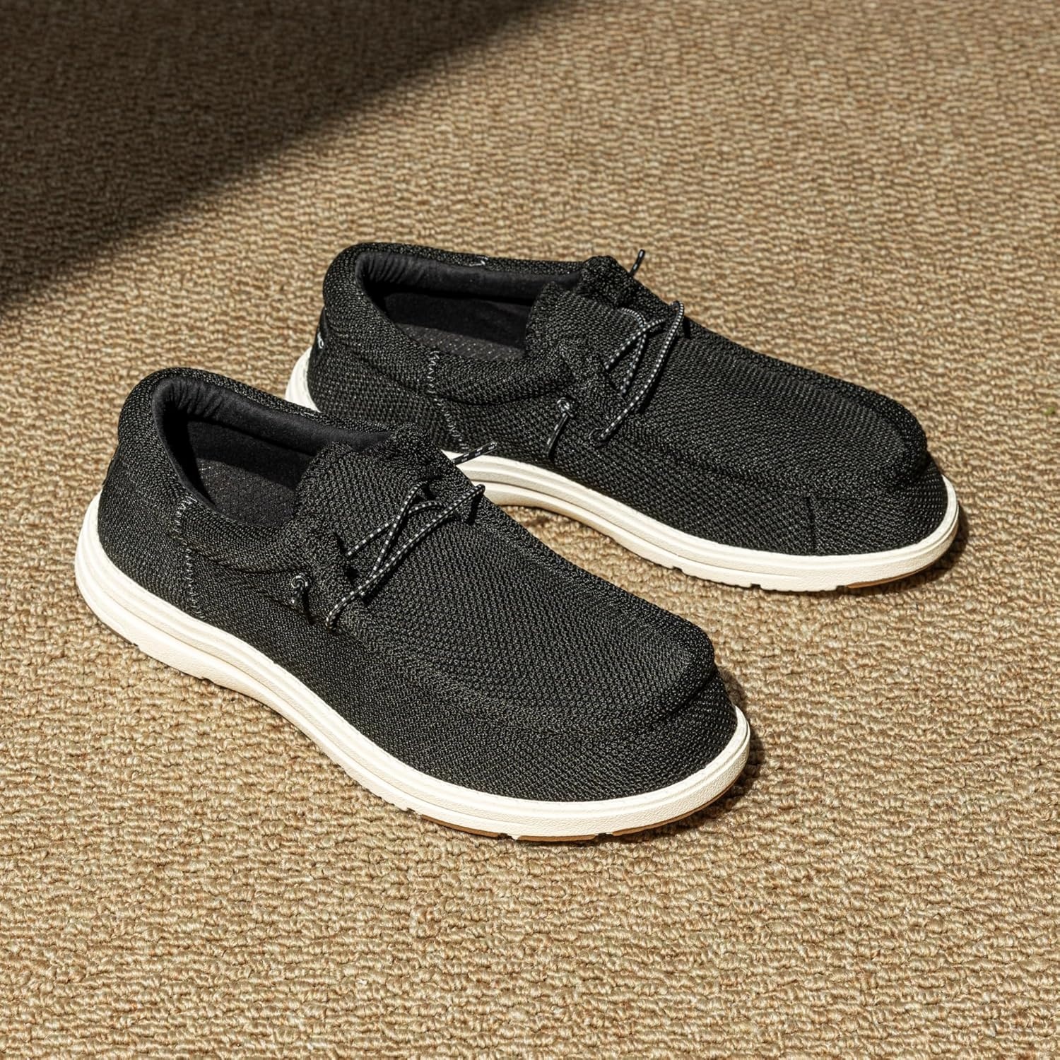 image:imageBruno Marc Mens Arch Support Casual Slipon Shoes Loafers for Men Non Slip Comfortable Boat ShoesBlackWhite