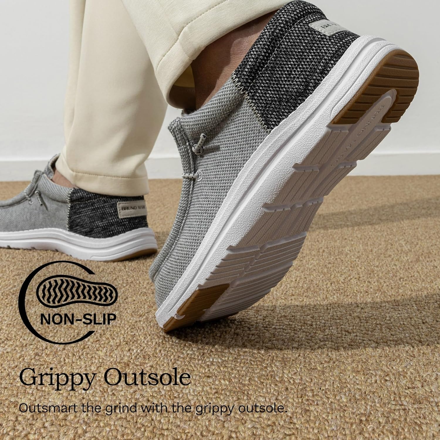 image:imageBruno Marc Mens Arch Support Casual Slipon Shoes Loafers for Men Non Slip Comfortable Boat ShoesGrey