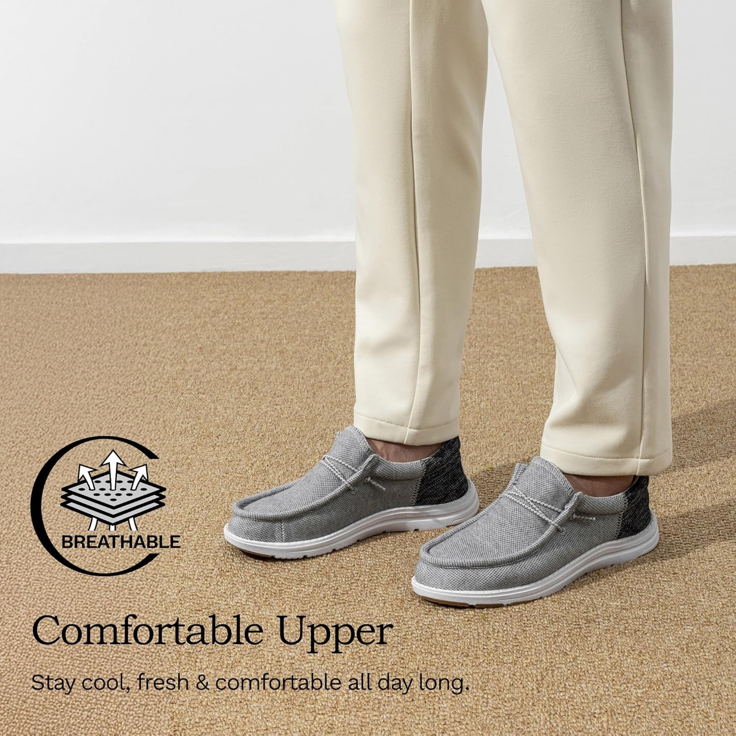 image:imageBruno Marc Mens Arch Support Casual Slipon Shoes Loafers for Men Non Slip Comfortable Boat ShoesGrey