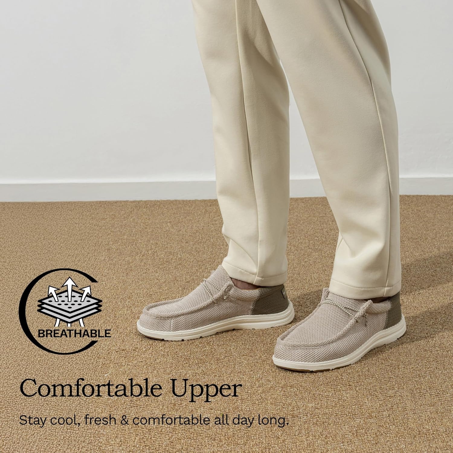 image:imageBruno Marc Mens Arch Support Casual Slipon Shoes Loafers for Men Non Slip Comfortable Boat ShoesSandGreen
