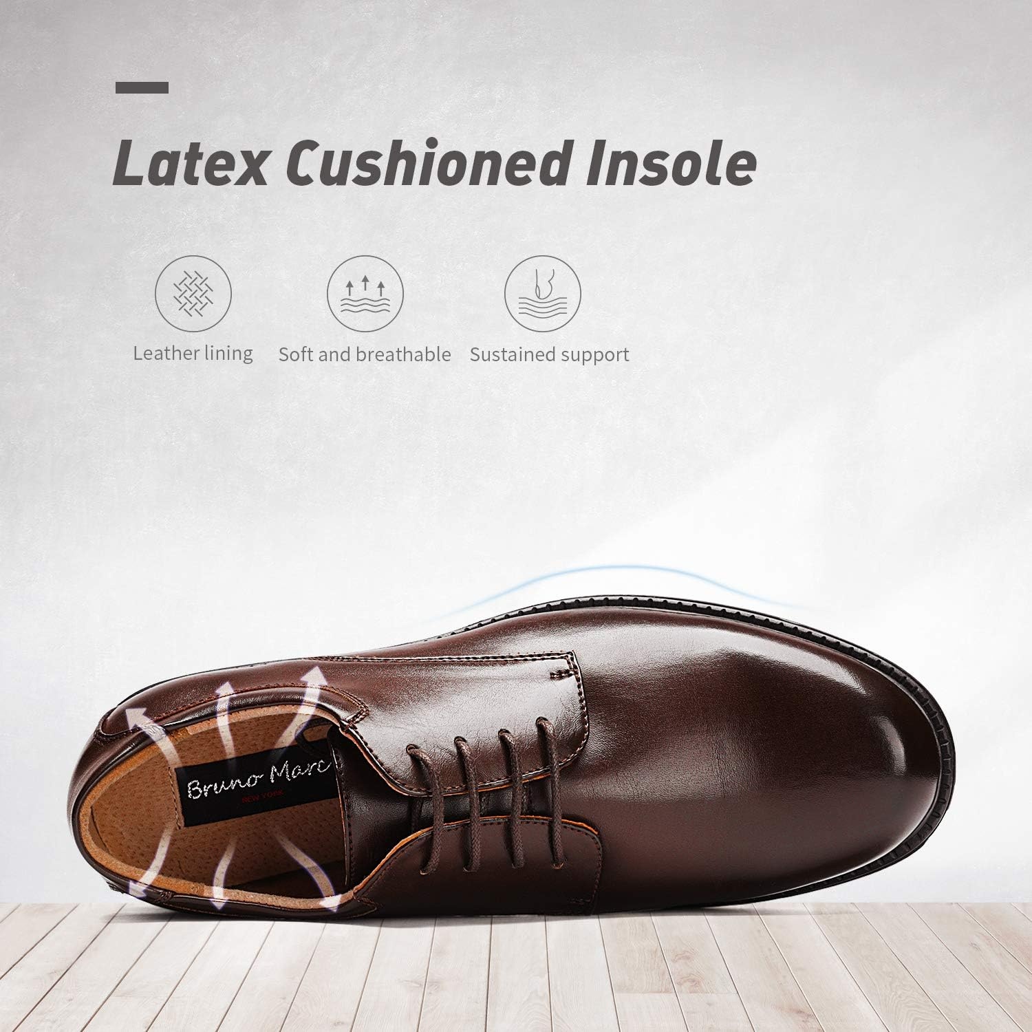 image:imageBruno Marc Mens Business Shoes Derby LaceUp Shoes Suit Shoes Leather with Oxford LiningDark Brown