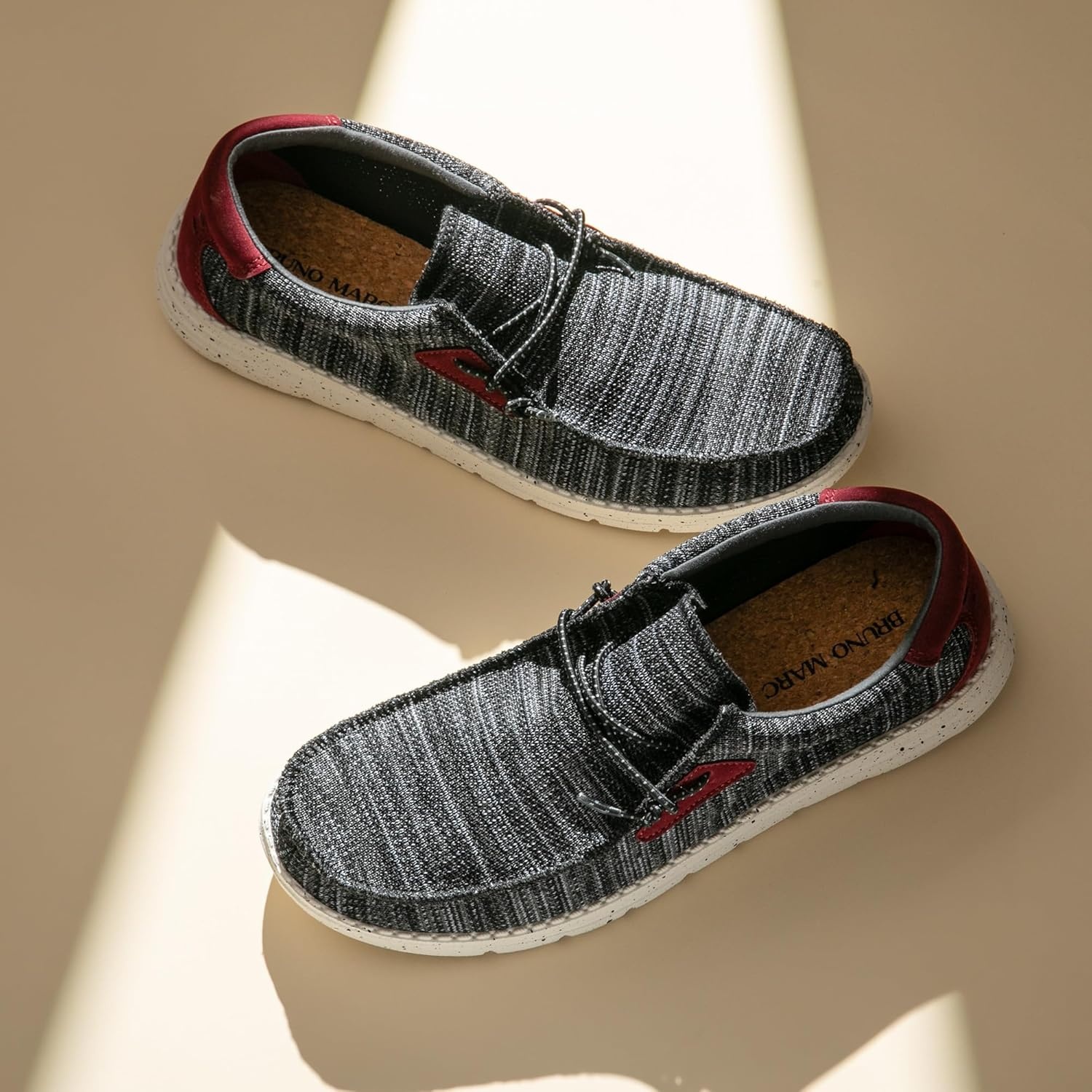 image:imageBruno Marc Mens Casual Slipon Loafers Stretch ShoesBlackRed