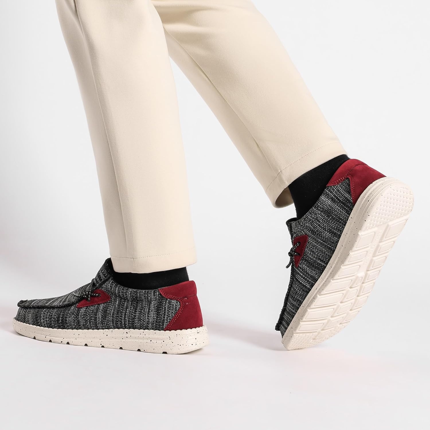 image:imageBruno Marc Mens Casual Slipon Loafers Stretch ShoesBlackRed