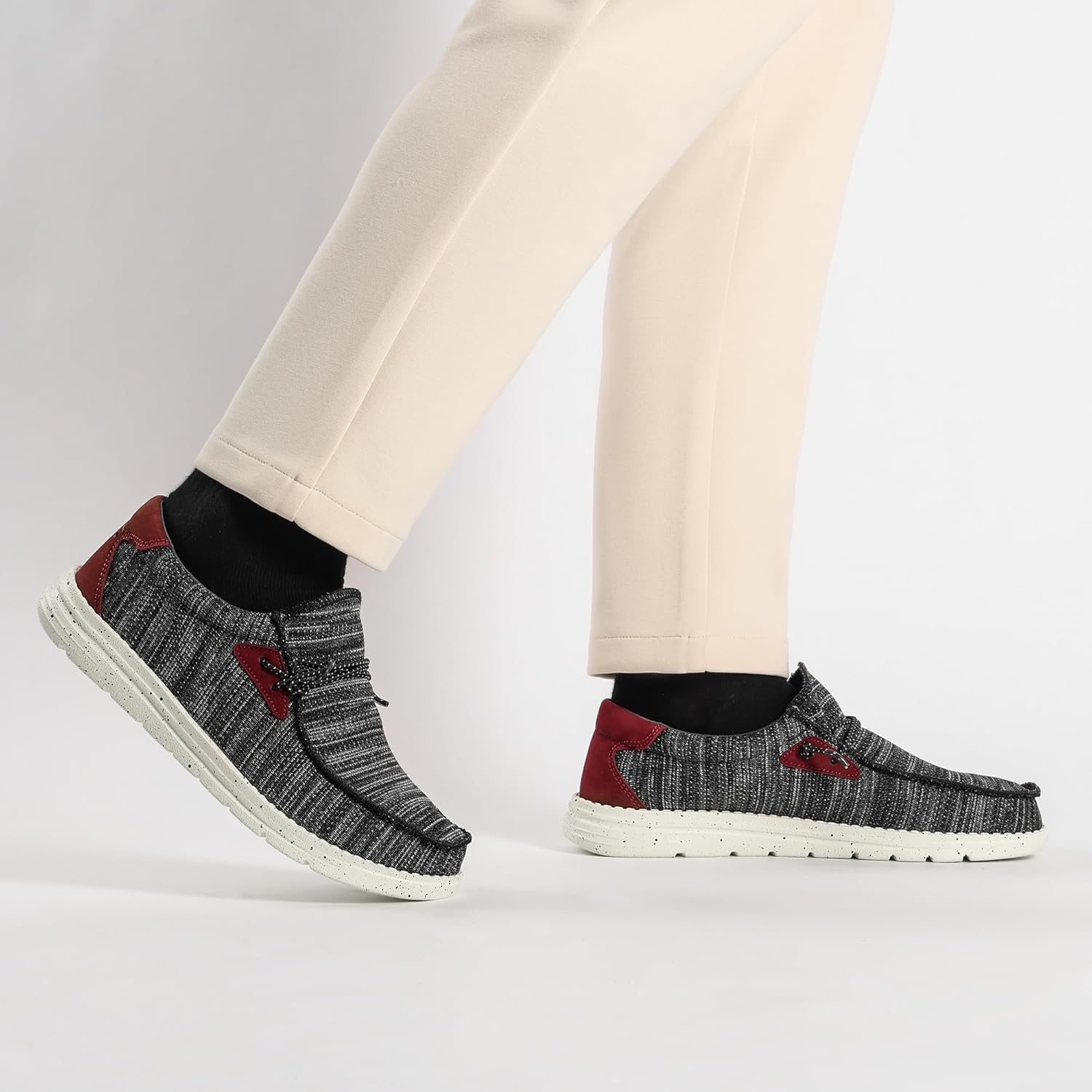 image:imageBruno Marc Mens Casual Slipon Loafers Stretch ShoesBlackRed