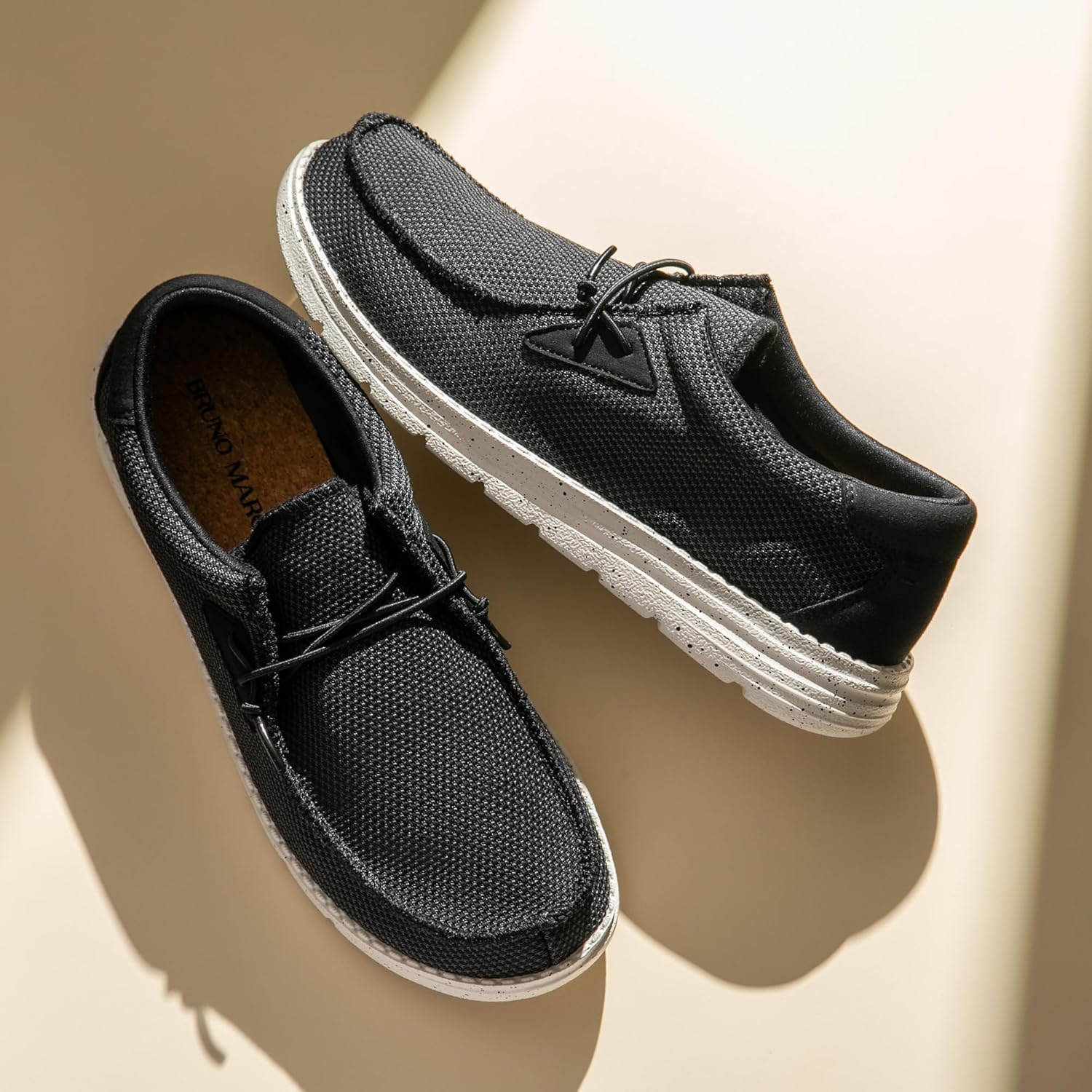 image:imageBruno Marc Mens Casual Slipon Loafers Stretch ShoesBlackWhite