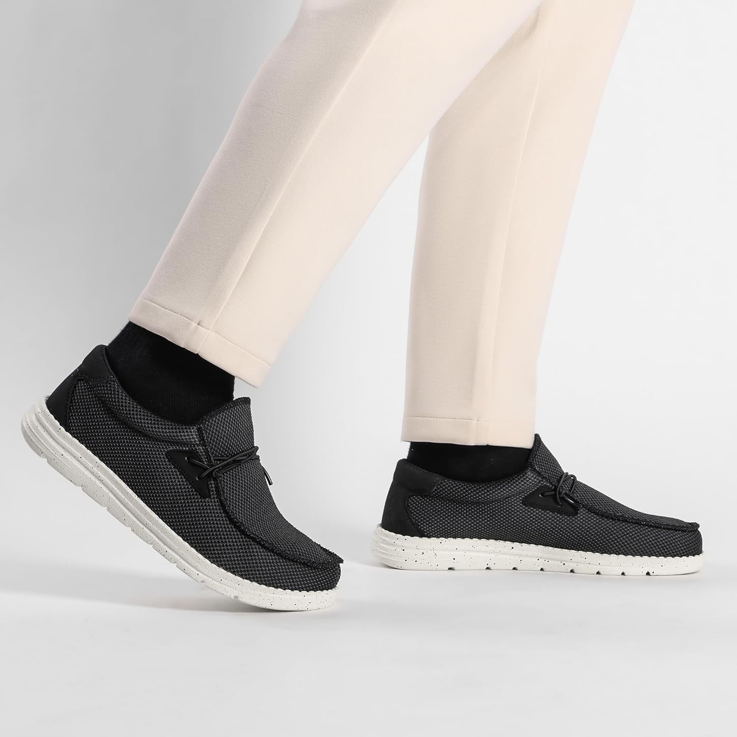 image:imageBruno Marc Mens Casual Slipon Loafers Stretch ShoesBlackWhite