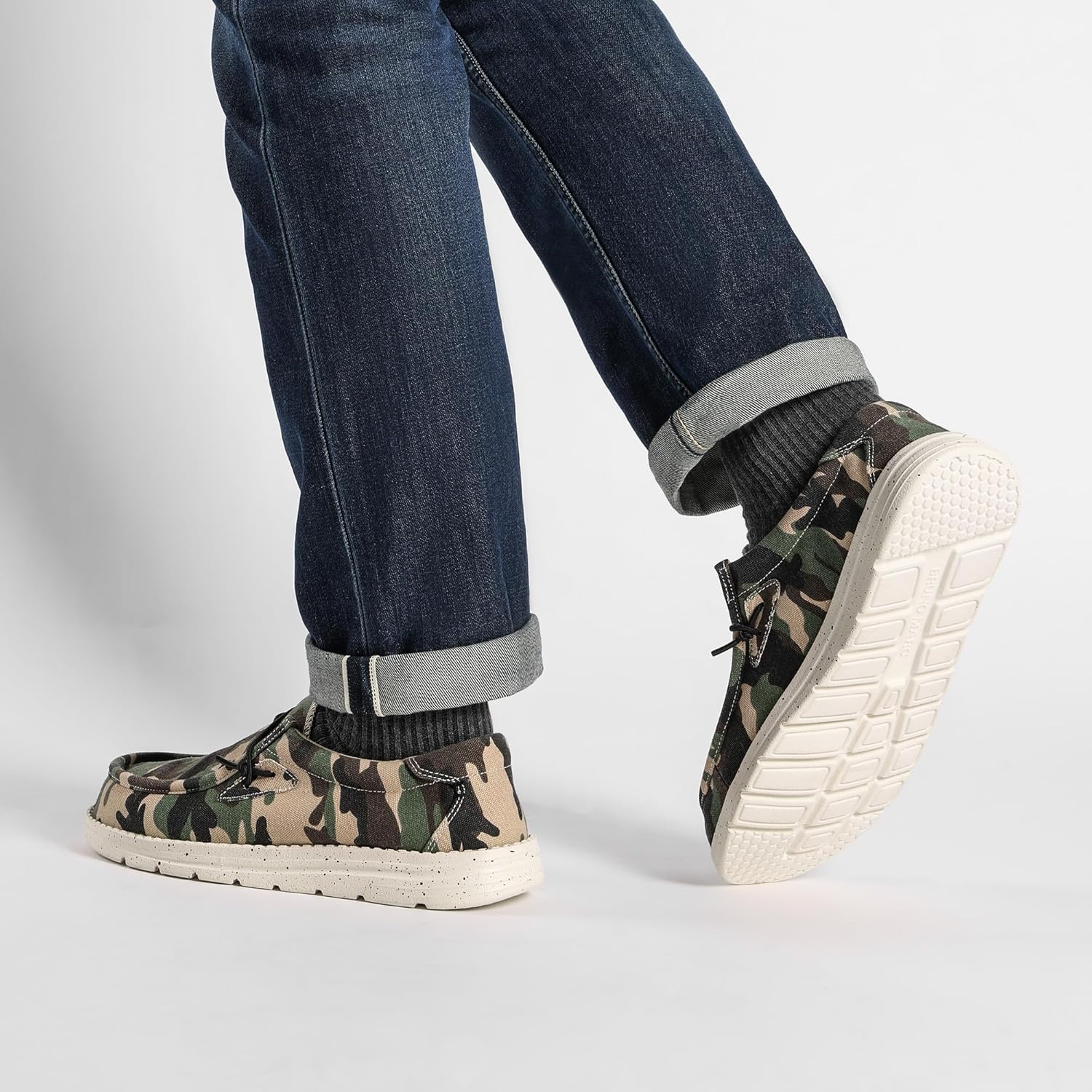 image:imageBruno Marc Mens Casual Slipon Loafers Stretch ShoesCamoGreen