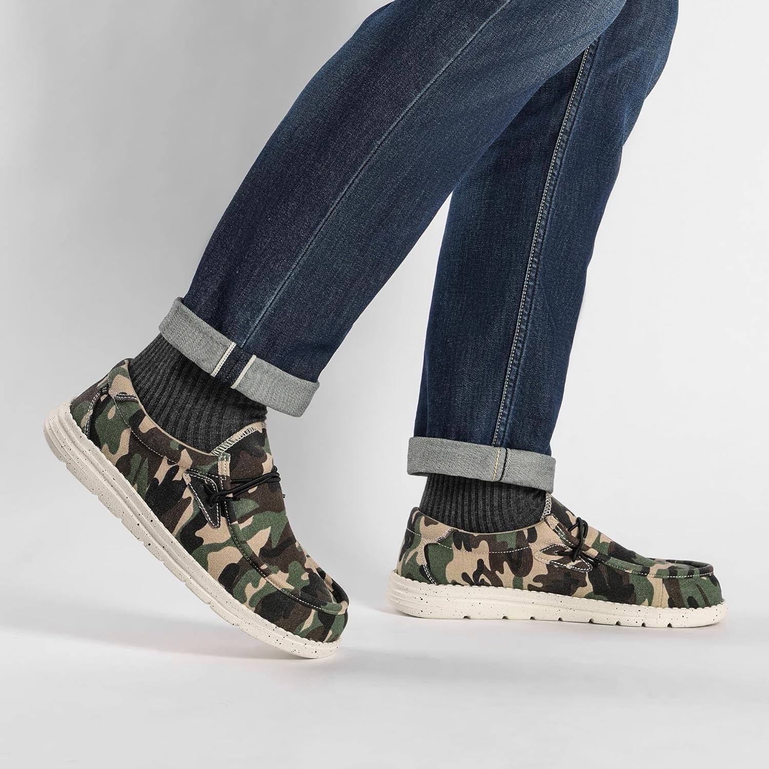 image:imageBruno Marc Mens Casual Slipon Loafers Stretch ShoesCamoGreen