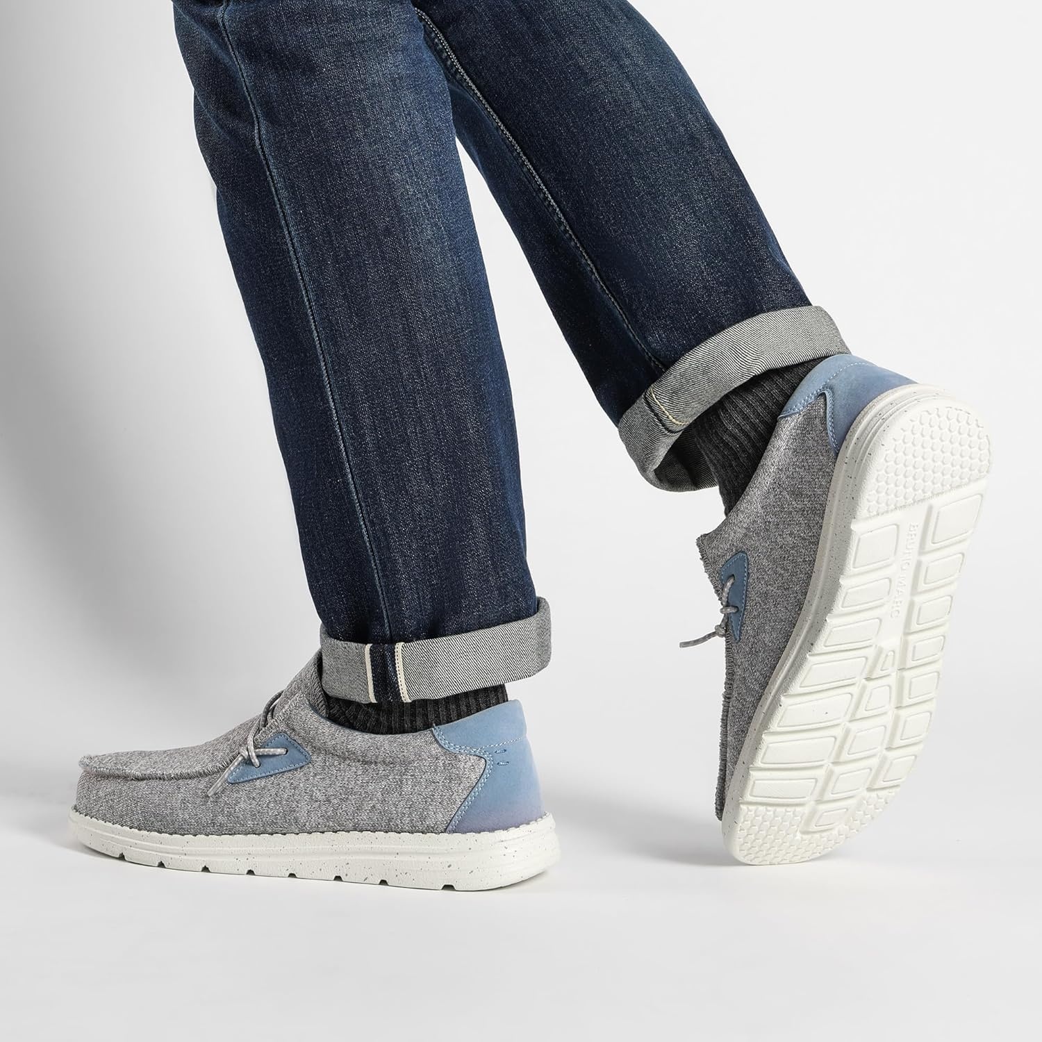 image:imageBruno Marc Mens Casual Slipon Loafers Stretch ShoesGreyBlue