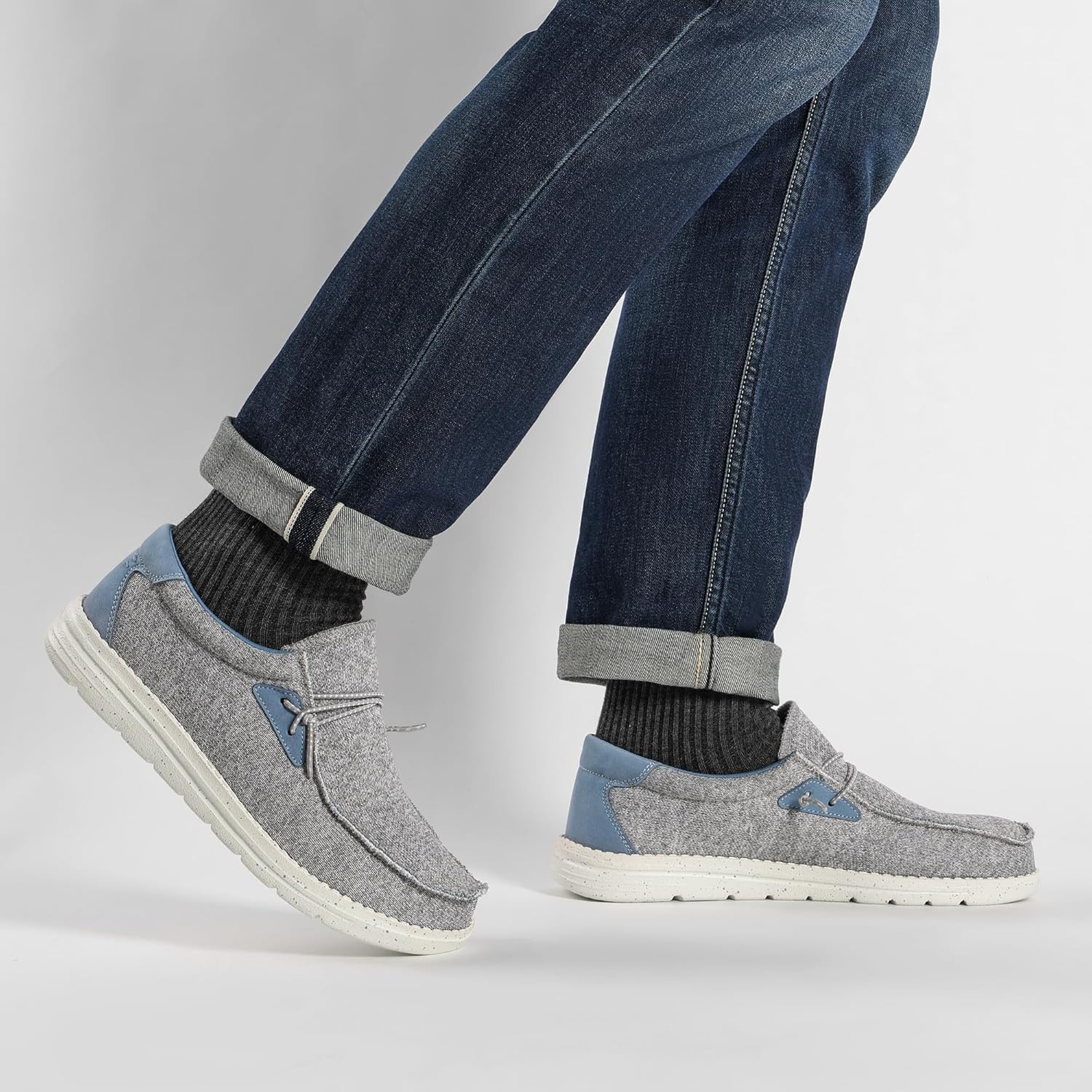 image:imageBruno Marc Mens Casual Slipon Loafers Stretch ShoesGreyBlue