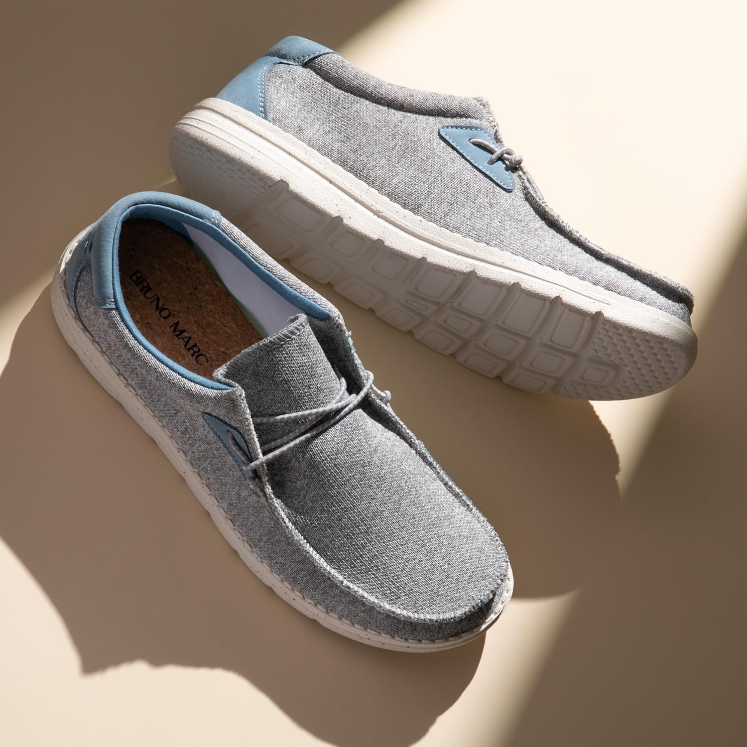 image:imageBruno Marc Mens Casual Slipon Loafers Stretch ShoesGreyBlue