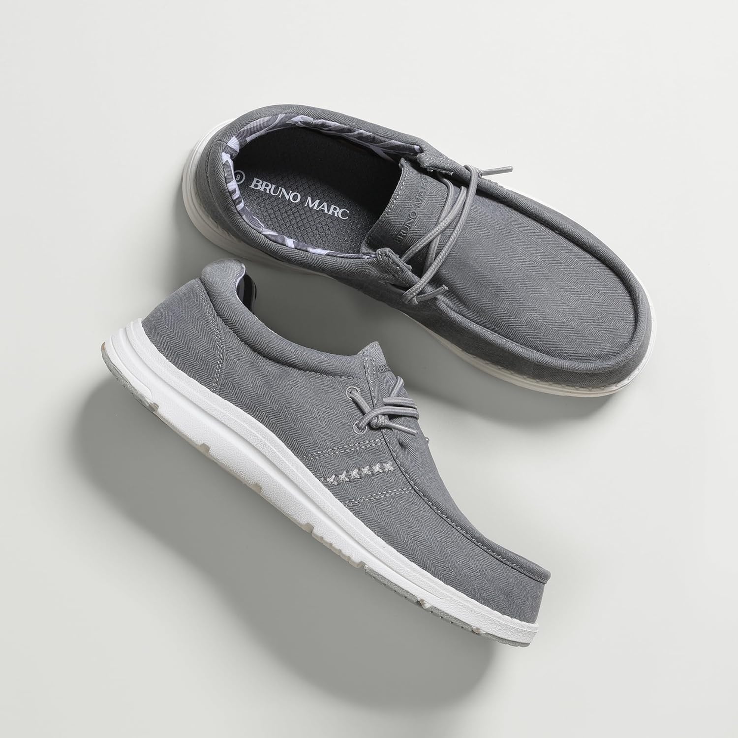 image:imageBruno Marc Mens Casual Slipon Loafers Stretch ShoesGreyarchsupport