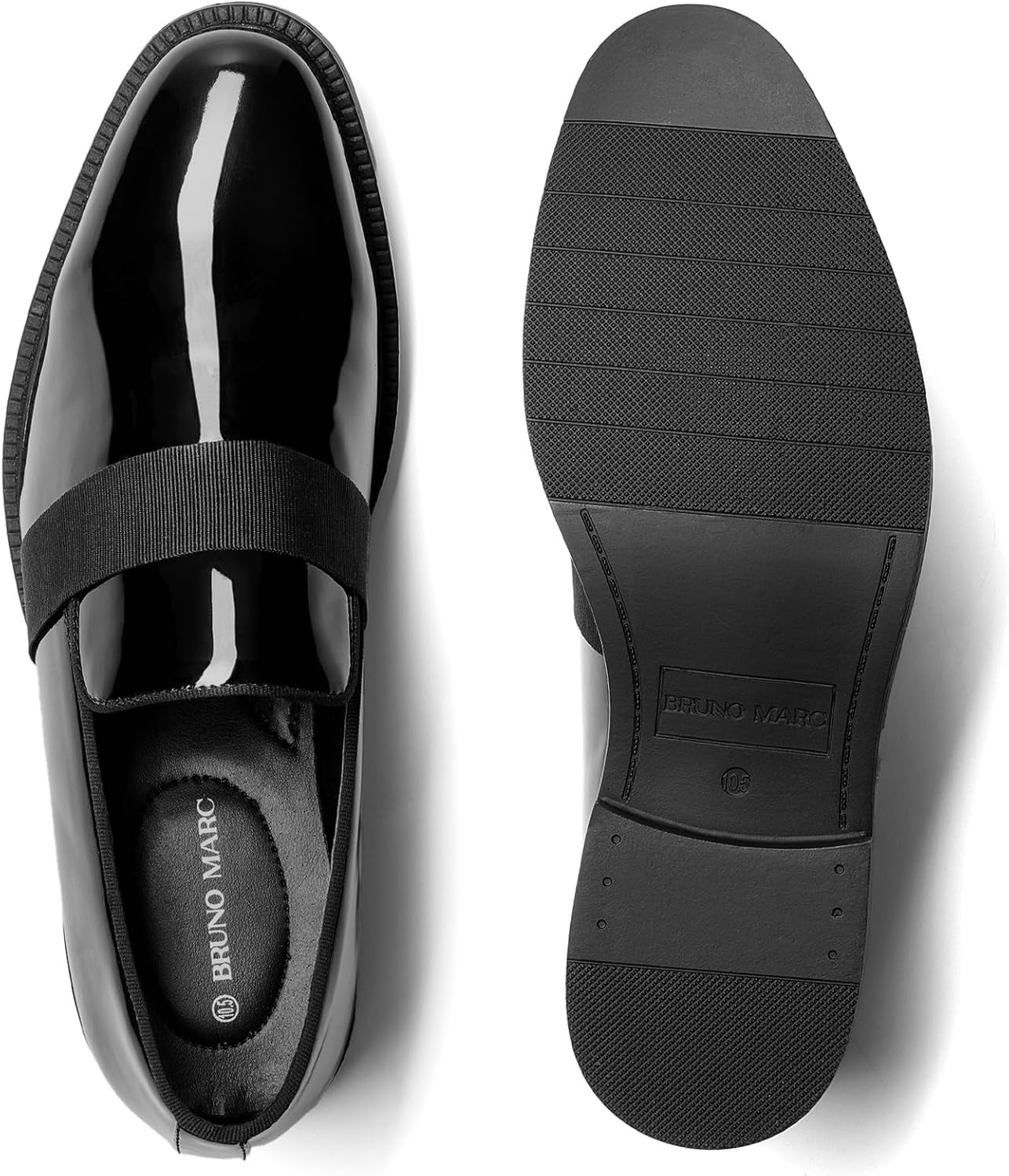 image:imageBruno Marc Mens Dress Tuxedo Shoe Slipon Classic Patent Leather LoafersBright Black