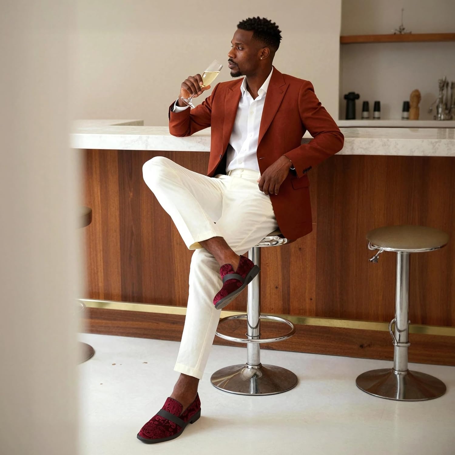 image:imageBruno Marc Mens Dress Tuxedo Shoe Slipon Classic Patent Leather LoafersRed Wine