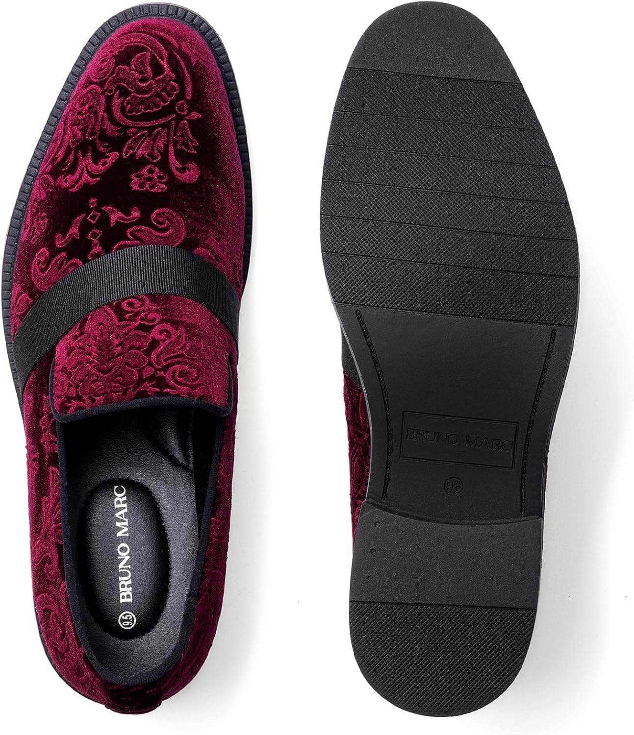 image:imageBruno Marc Mens Dress Tuxedo Shoe Slipon Classic Patent Leather LoafersRed Wine