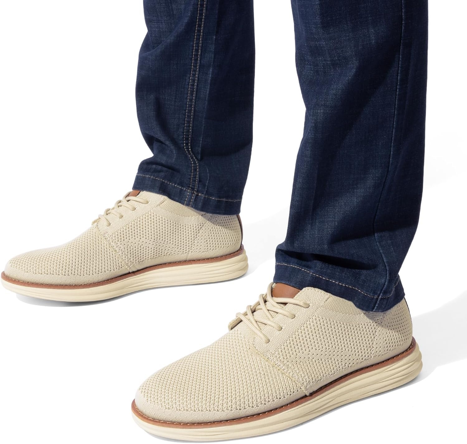 image:imageBruno Marc Mens KnitFlex Breeze Mesh Sneakers Oxfords LaceUp Lightweight Casual Walking ShoesApricot