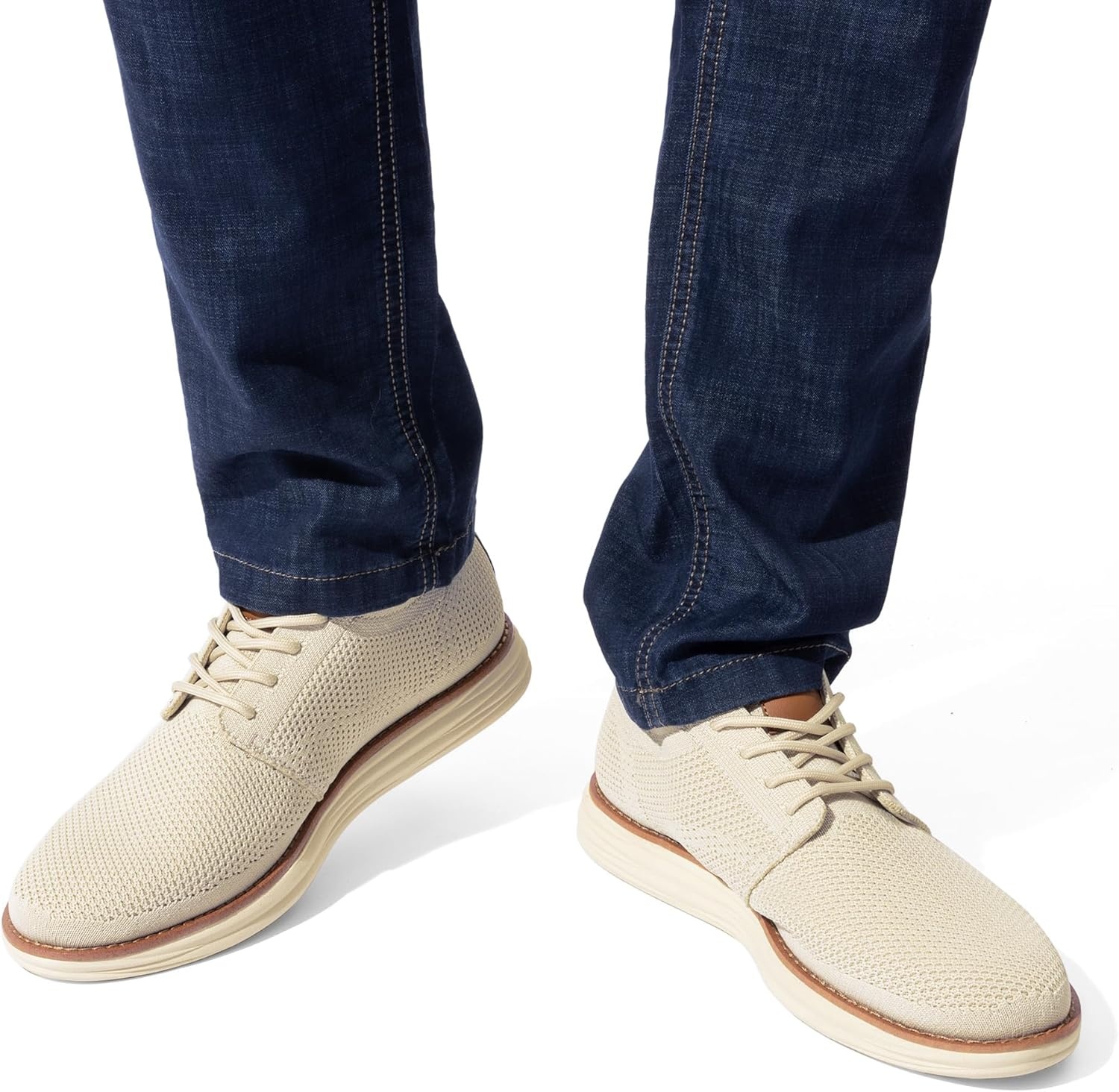 image:imageBruno Marc Mens KnitFlex Breeze Mesh Sneakers Oxfords LaceUp Lightweight Casual Walking ShoesApricot