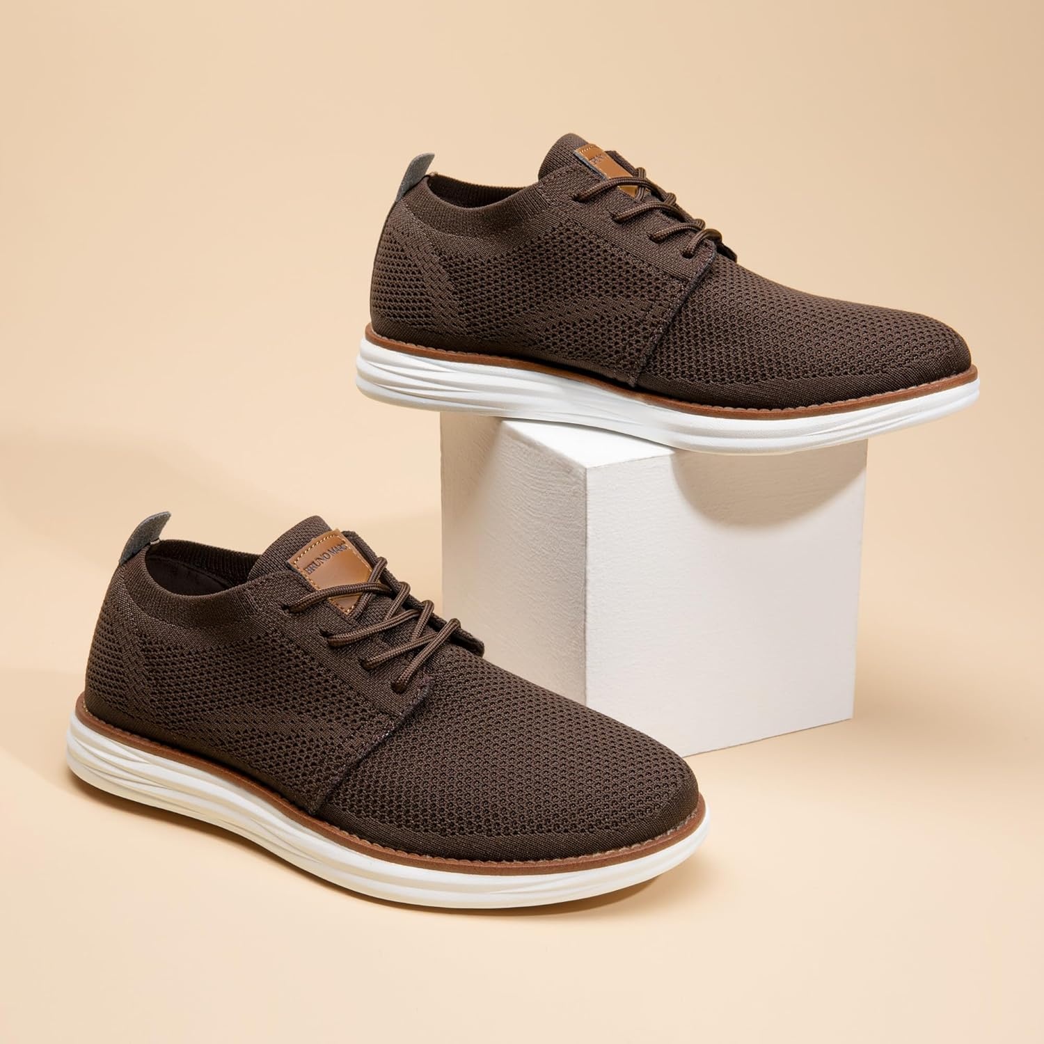 image:imageBruno Marc Mens KnitFlex Breeze Mesh Sneakers Oxfords LaceUp Lightweight Casual Walking ShoesBrown