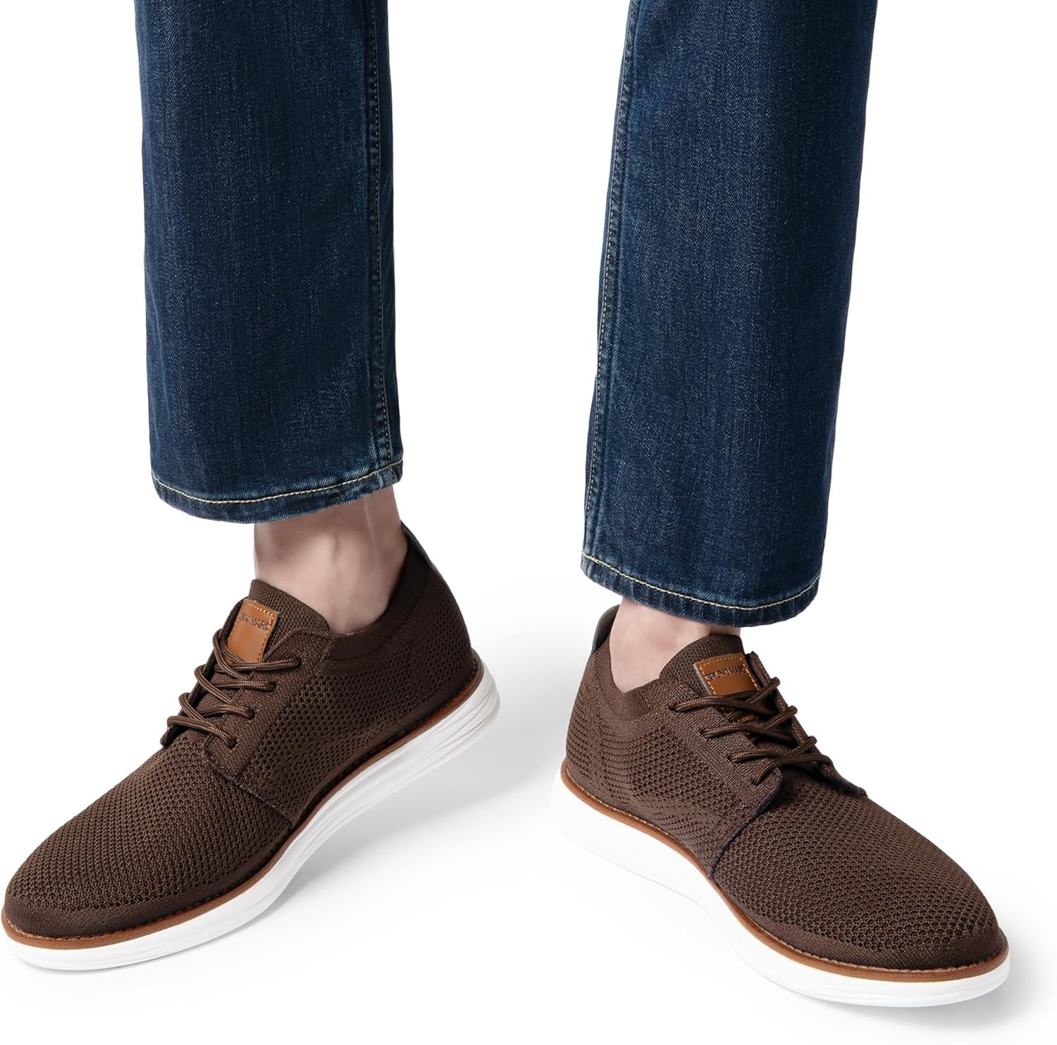image:imageBruno Marc Mens KnitFlex Breeze Mesh Sneakers Oxfords LaceUp Lightweight Casual Walking ShoesBrown