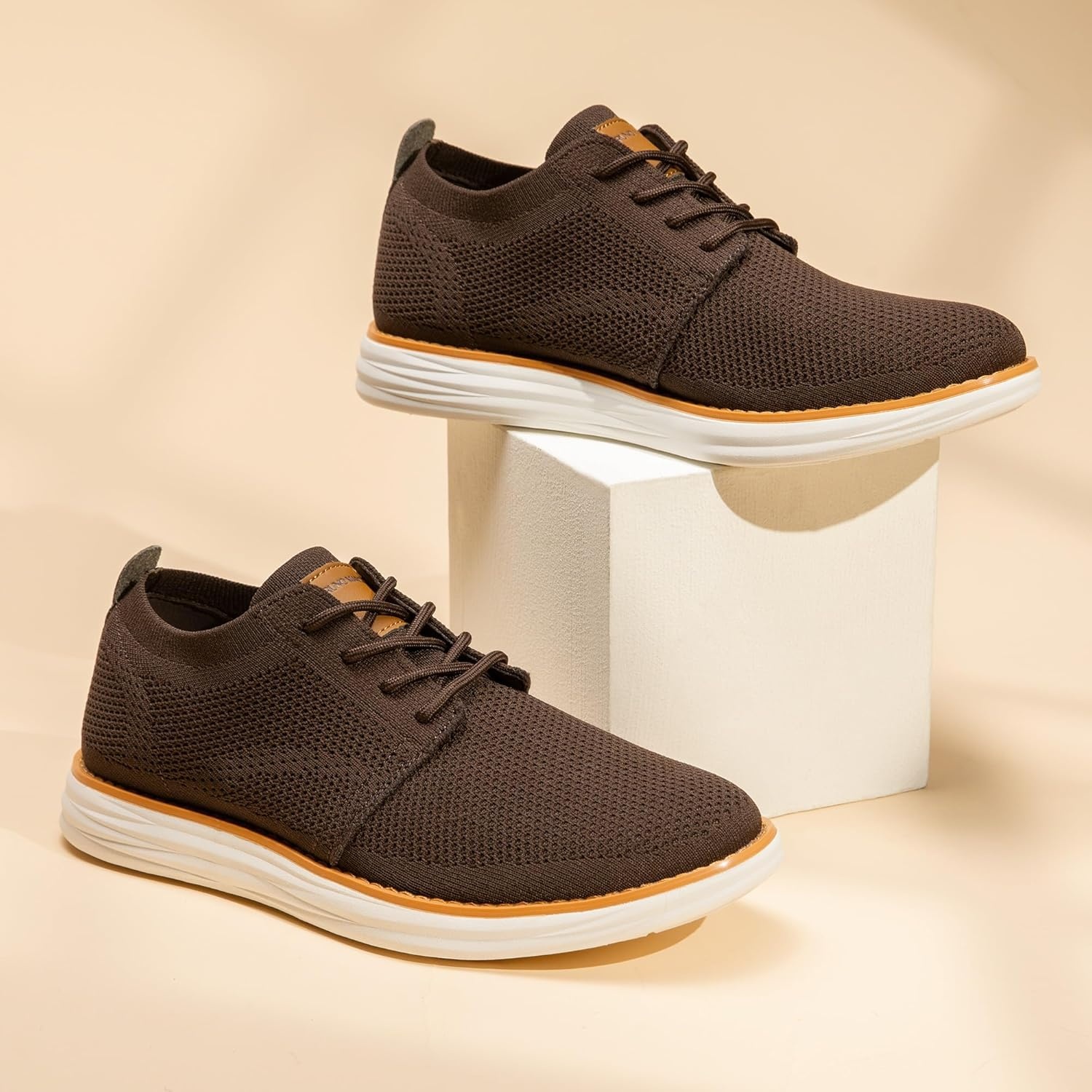 image:imageBruno Marc Mens KnitFlex Breeze Mesh Sneakers Oxfords LaceUp Lightweight Casual Walking ShoesBrown