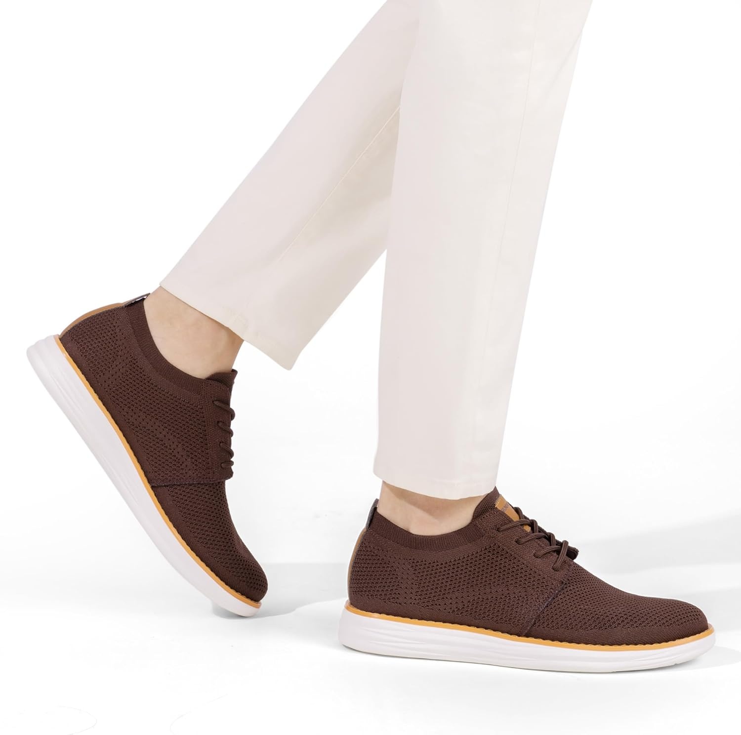 image:imageBruno Marc Mens KnitFlex Breeze Mesh Sneakers Oxfords LaceUp Lightweight Casual Walking ShoesBrown
