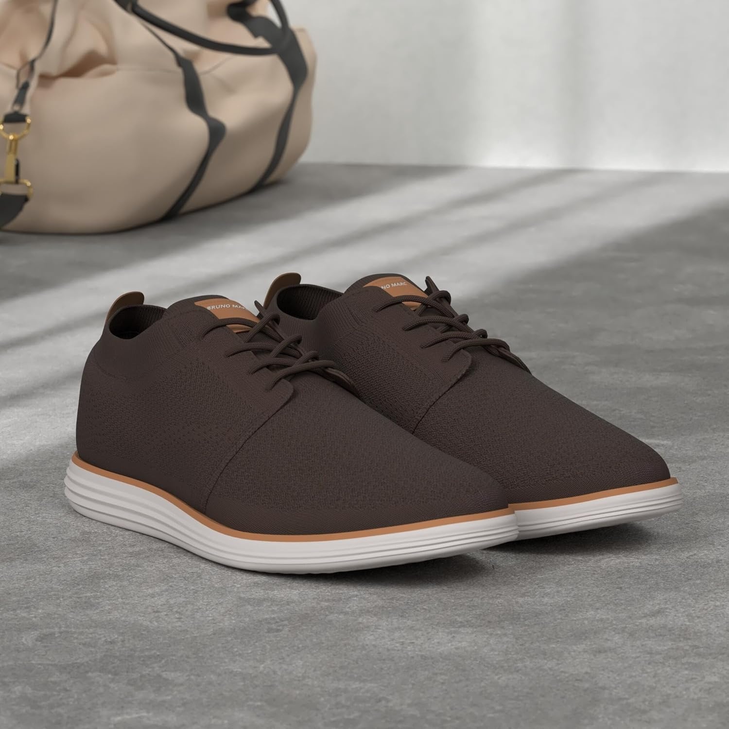 image:imageBruno Marc Mens KnitFlex Breeze Mesh Sneakers Oxfords LaceUp Lightweight Casual Walking ShoesBrown