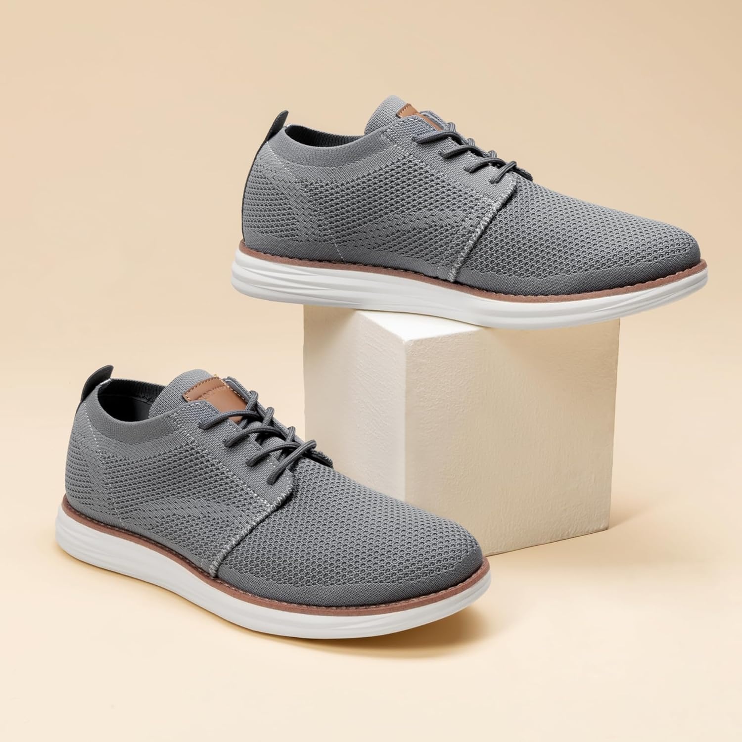 image:imageBruno Marc Mens KnitFlex Breeze Mesh Sneakers Oxfords LaceUp Lightweight Casual Walking ShoesDark Grey