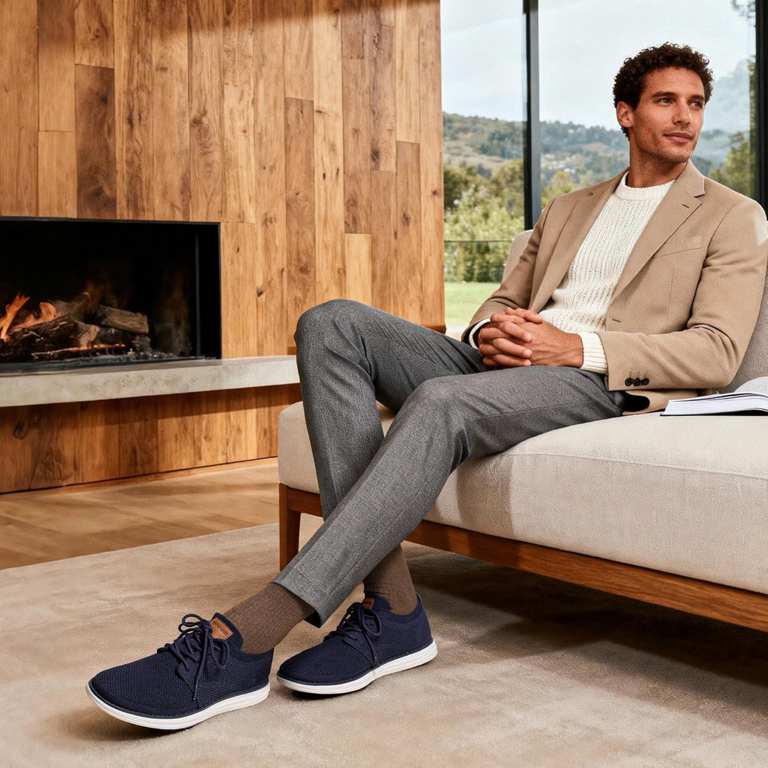 image:imageBruno Marc Mens KnitFlex Breeze Mesh Sneakers Oxfords LaceUp Lightweight Casual Walking ShoesDarkBlue