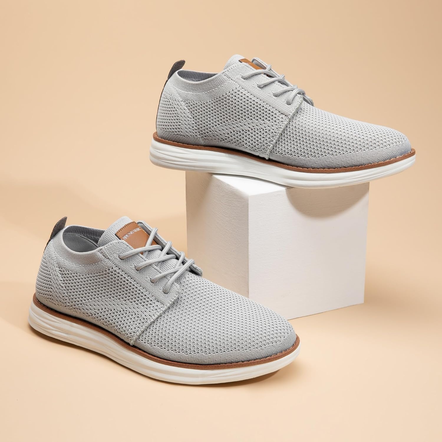 image:imageBruno Marc Mens KnitFlex Breeze Mesh Sneakers Oxfords LaceUp Lightweight Casual Walking ShoesGrey