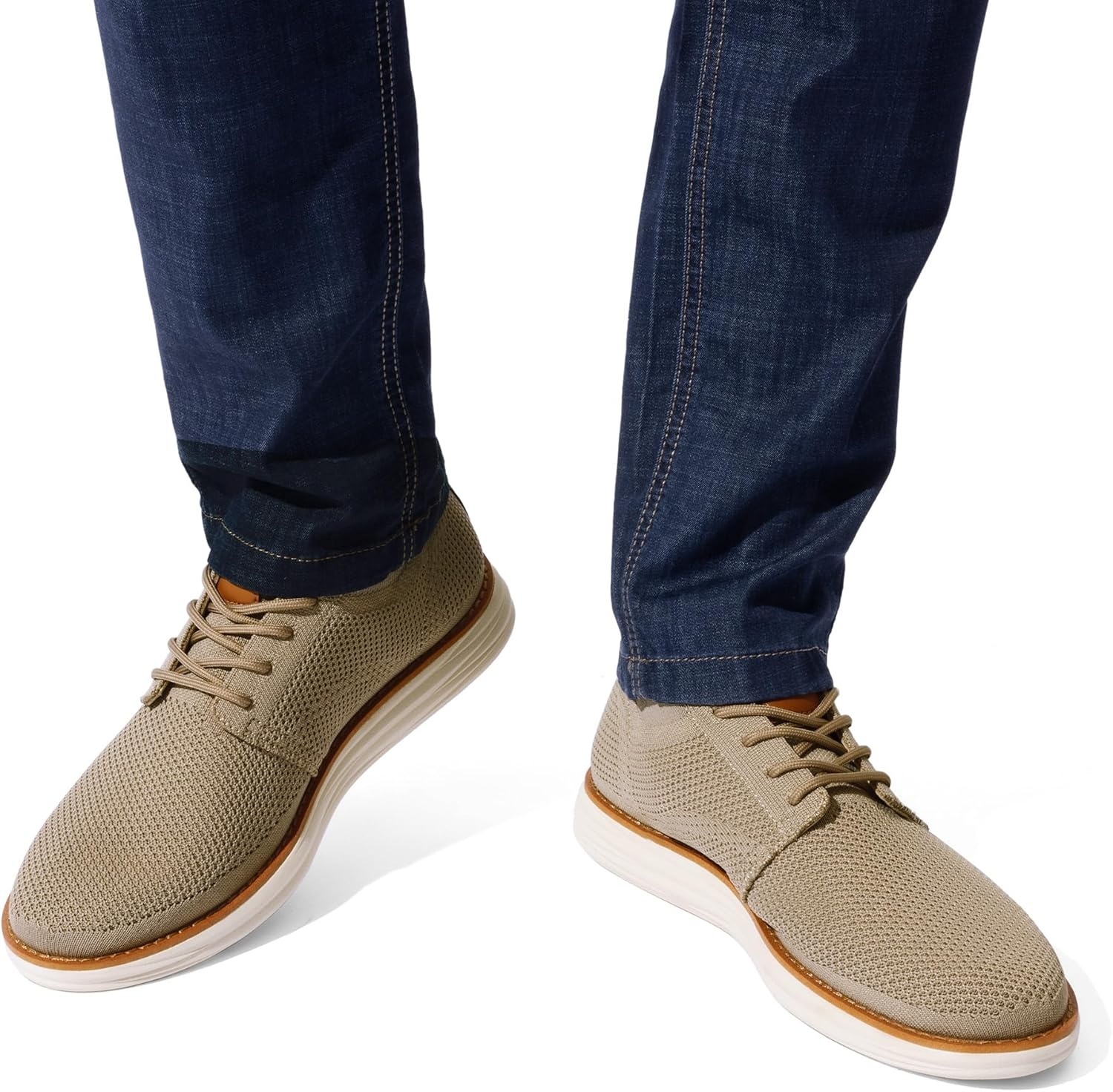 image:imageBruno Marc Mens KnitFlex Breeze Mesh Sneakers Oxfords LaceUp Lightweight Casual Walking ShoesKhaki