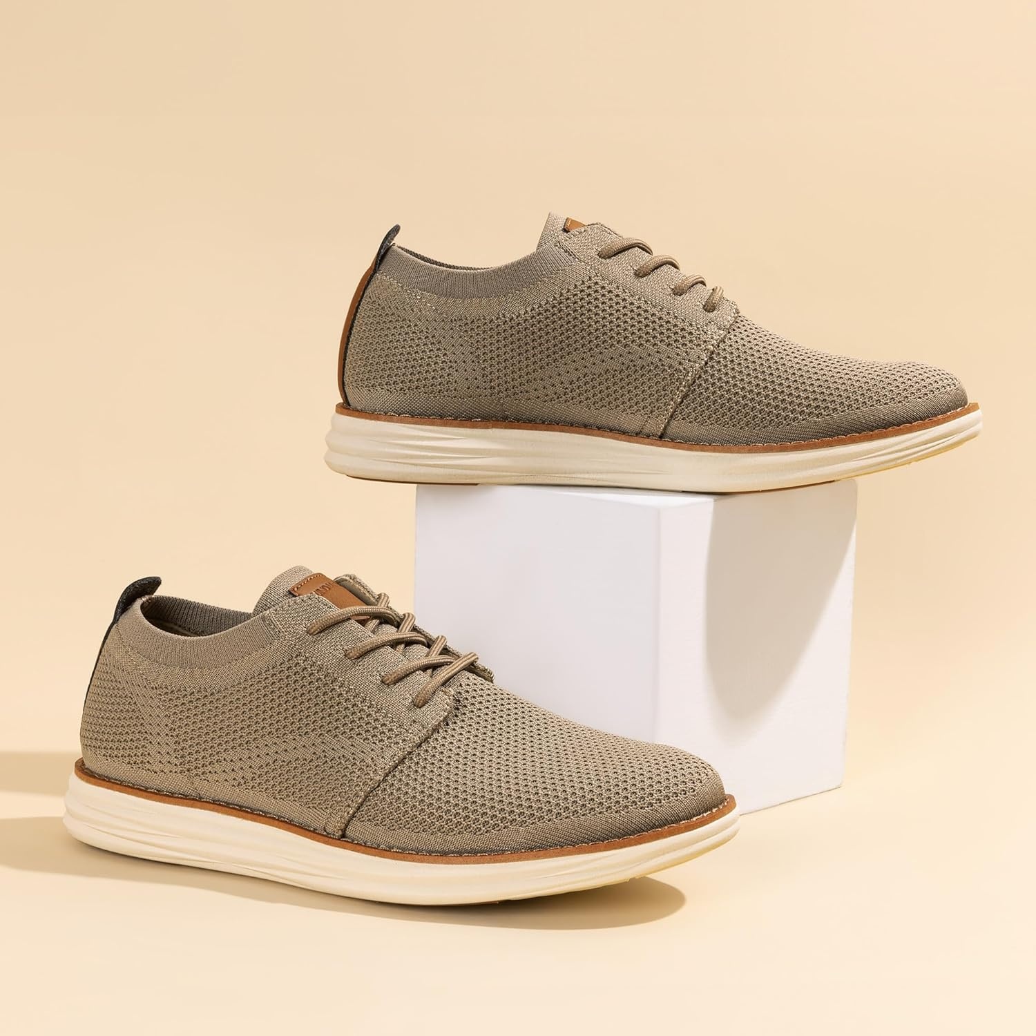 image:imageBruno Marc Mens KnitFlex Breeze Mesh Sneakers Oxfords LaceUp Lightweight Casual Walking ShoesKhaki