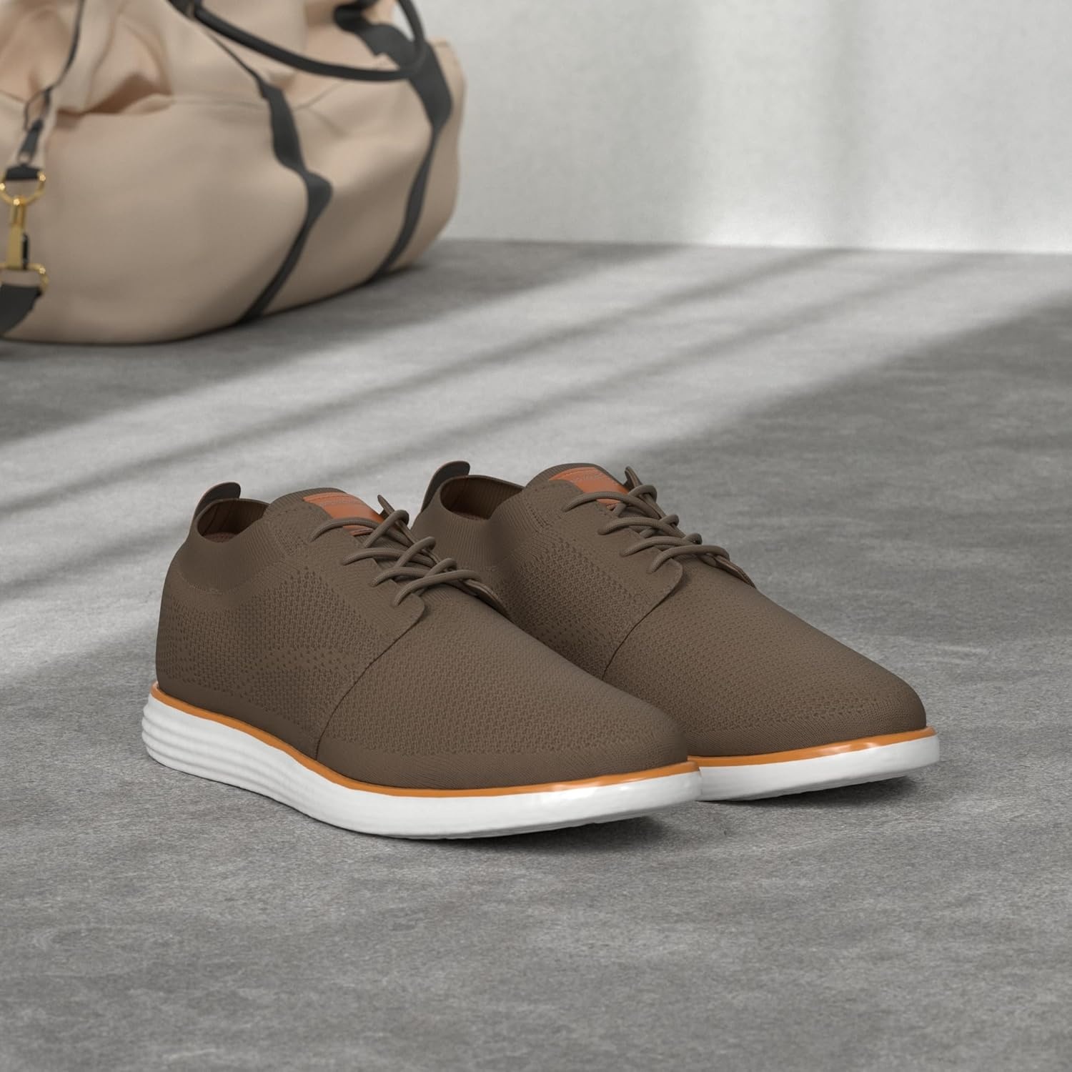 image:imageBruno Marc Mens KnitFlex Breeze Mesh Sneakers Oxfords LaceUp Lightweight Casual Walking ShoesLightBrown
