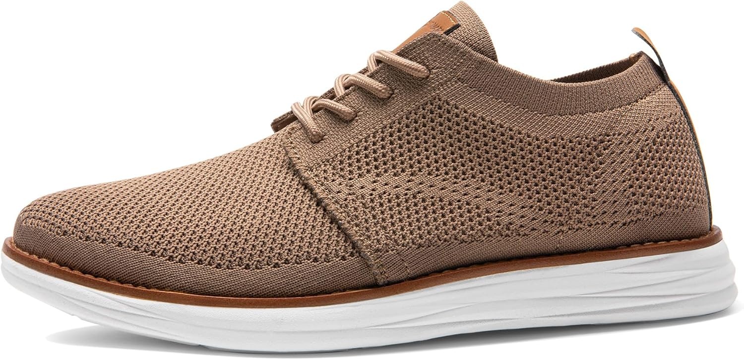 image:imageBruno Marc Mens KnitFlex Breeze Mesh Sneakers Oxfords LaceUp Lightweight Casual Walking ShoesLightBrown