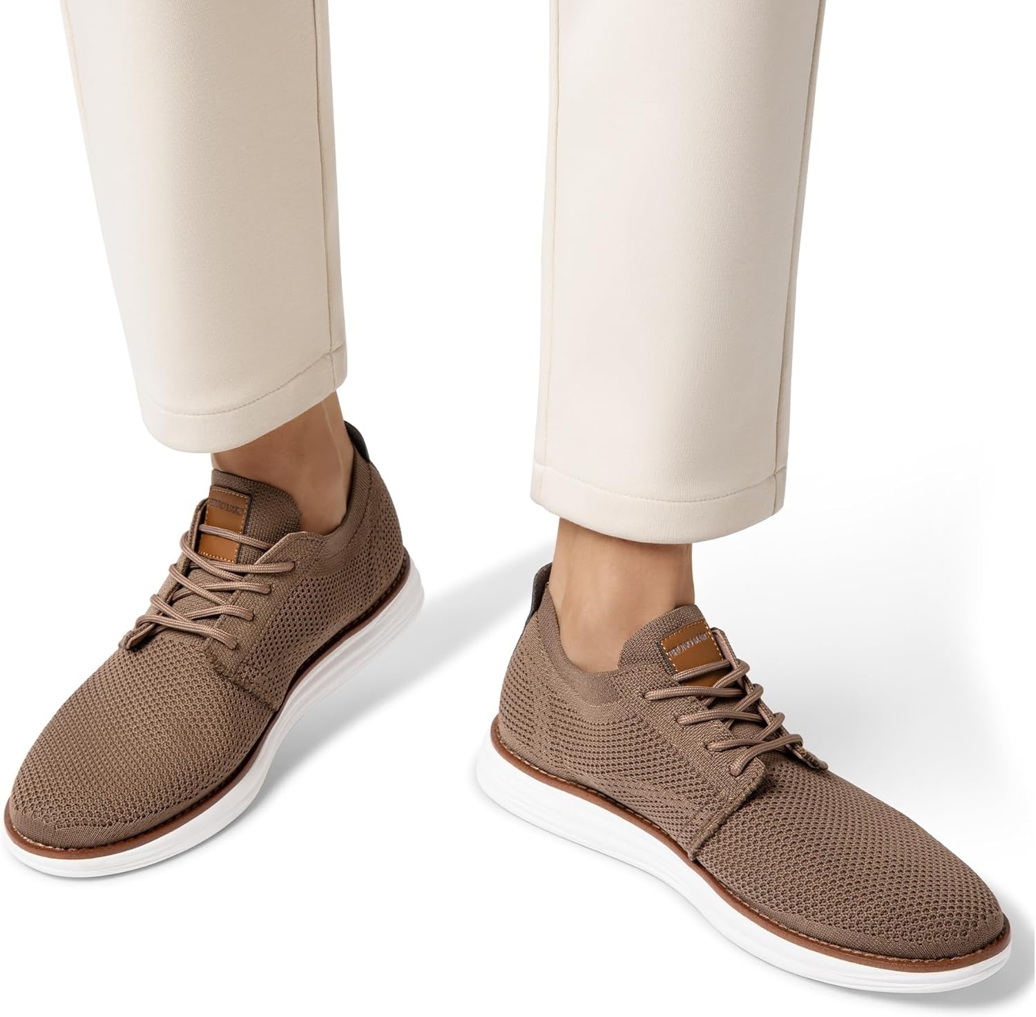 image:imageBruno Marc Mens KnitFlex Breeze Mesh Sneakers Oxfords LaceUp Lightweight Casual Walking ShoesLightBrown