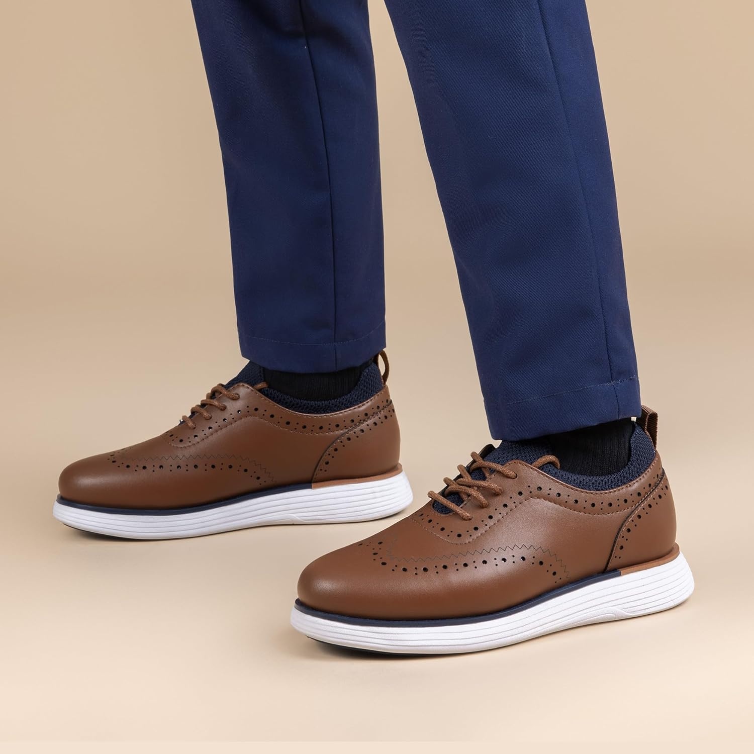image:imageBruno Marc Boys MaxFlex Dress Sneakers Oxfords Casual Wingtip Brogue ShoesBrown