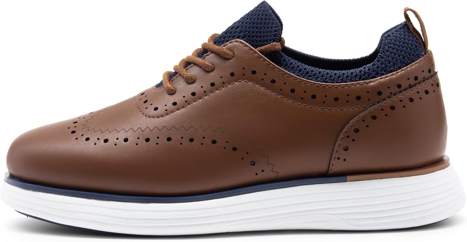 image:imageBruno Marc Boys MaxFlex Dress Sneakers Oxfords Casual Wingtip Brogue ShoesBrown
