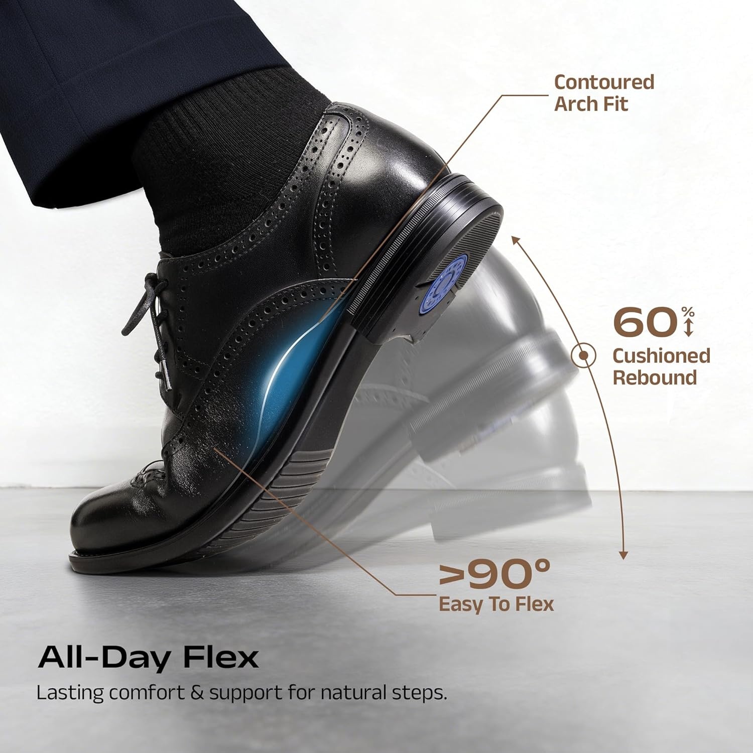 image:imageBruno Marc Mens Brogue Wingtip Oxfords Full Grain Leather Dress Shoes Flexible Forefoot for Work amp Business Comfort Lightweight Lace Classic Formal ShoesBlack
