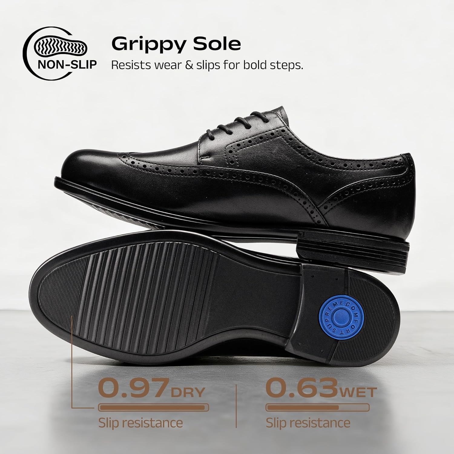 image:imageBruno Marc Mens Brogue Wingtip Oxfords Full Grain Leather Dress Shoes Flexible Forefoot for Work amp Business Comfort Lightweight Lace Classic Formal ShoesBlack