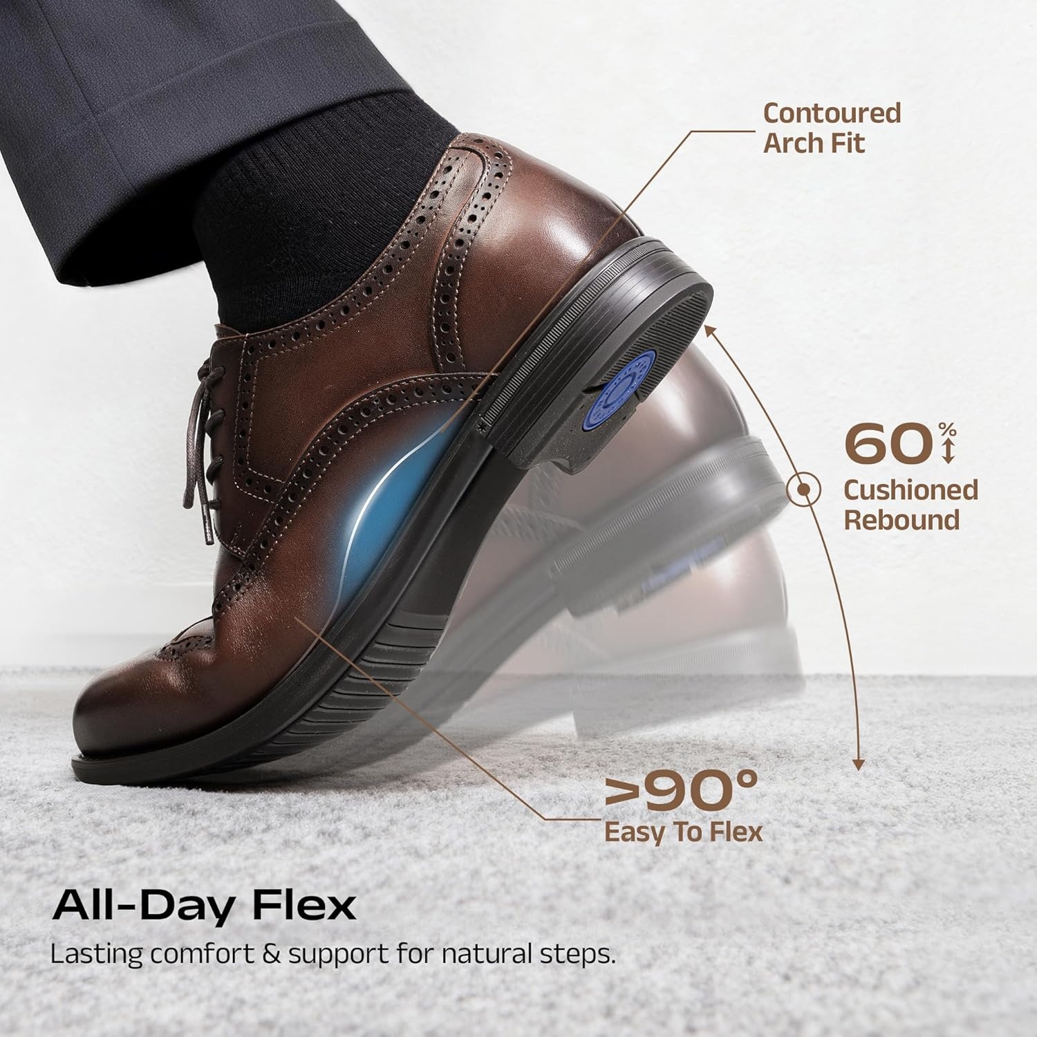 image:imageBruno Marc Mens Brogue Wingtip Oxfords Full Grain Leather Dress Shoes Flexible Forefoot for Work amp Business Comfort Lightweight Lace Classic Formal ShoesBrown