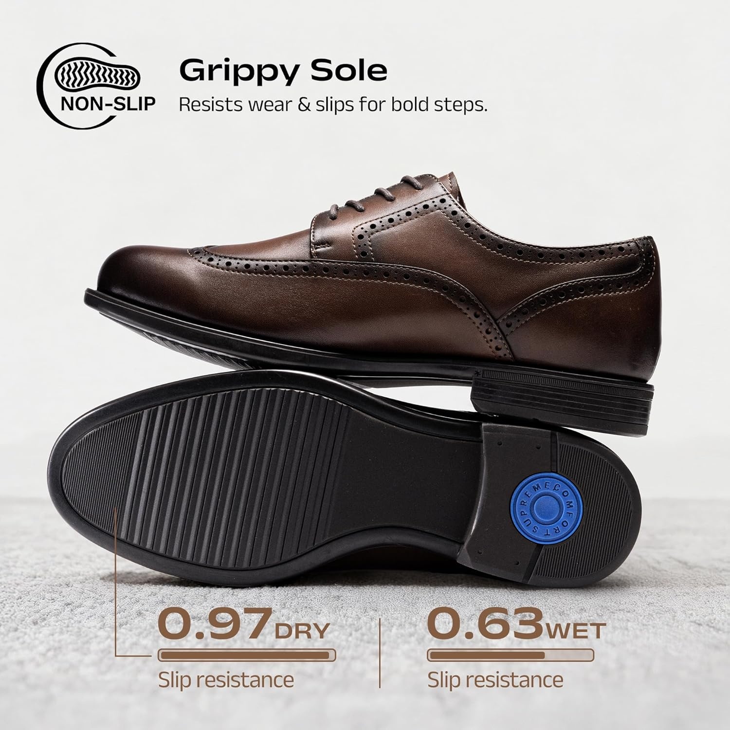 image:imageBruno Marc Mens Brogue Wingtip Oxfords Full Grain Leather Dress Shoes Flexible Forefoot for Work amp Business Comfort Lightweight Lace Classic Formal ShoesBrown