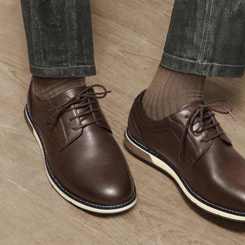 image:imageBruno Marc Mens Casual Dress Sneaker Shoes Business Formal Derby Plain Toe Oxfords Crossflex GentEdgeDark Brown