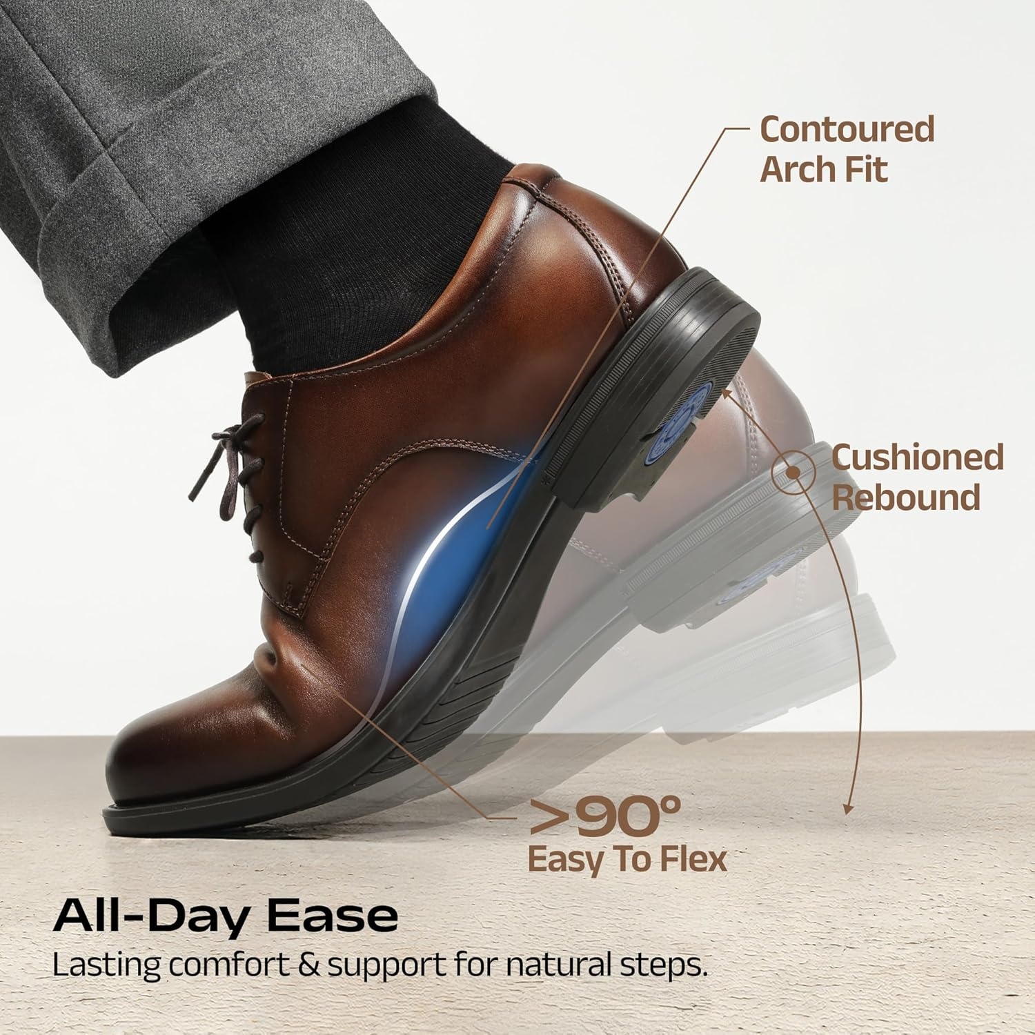 image:imageBruno Marc Mens Classic Leather Dress Shoes Comfort Oxfords Business Formal Lace Up ShoesBrown
