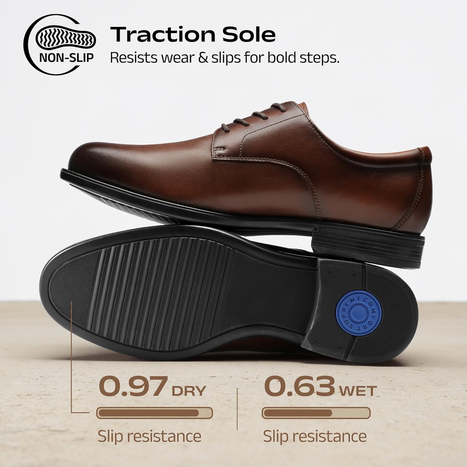 image:imageBruno Marc Mens Classic Leather Dress Shoes Comfort Oxfords Business Formal Lace Up ShoesBrown