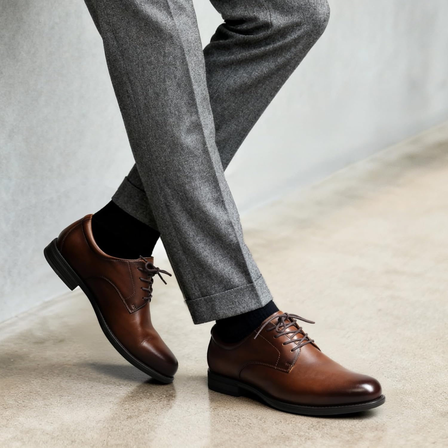image:imageBruno Marc Mens Classic Leather Dress Shoes Comfort Oxfords Business Formal Lace Up ShoesBrown