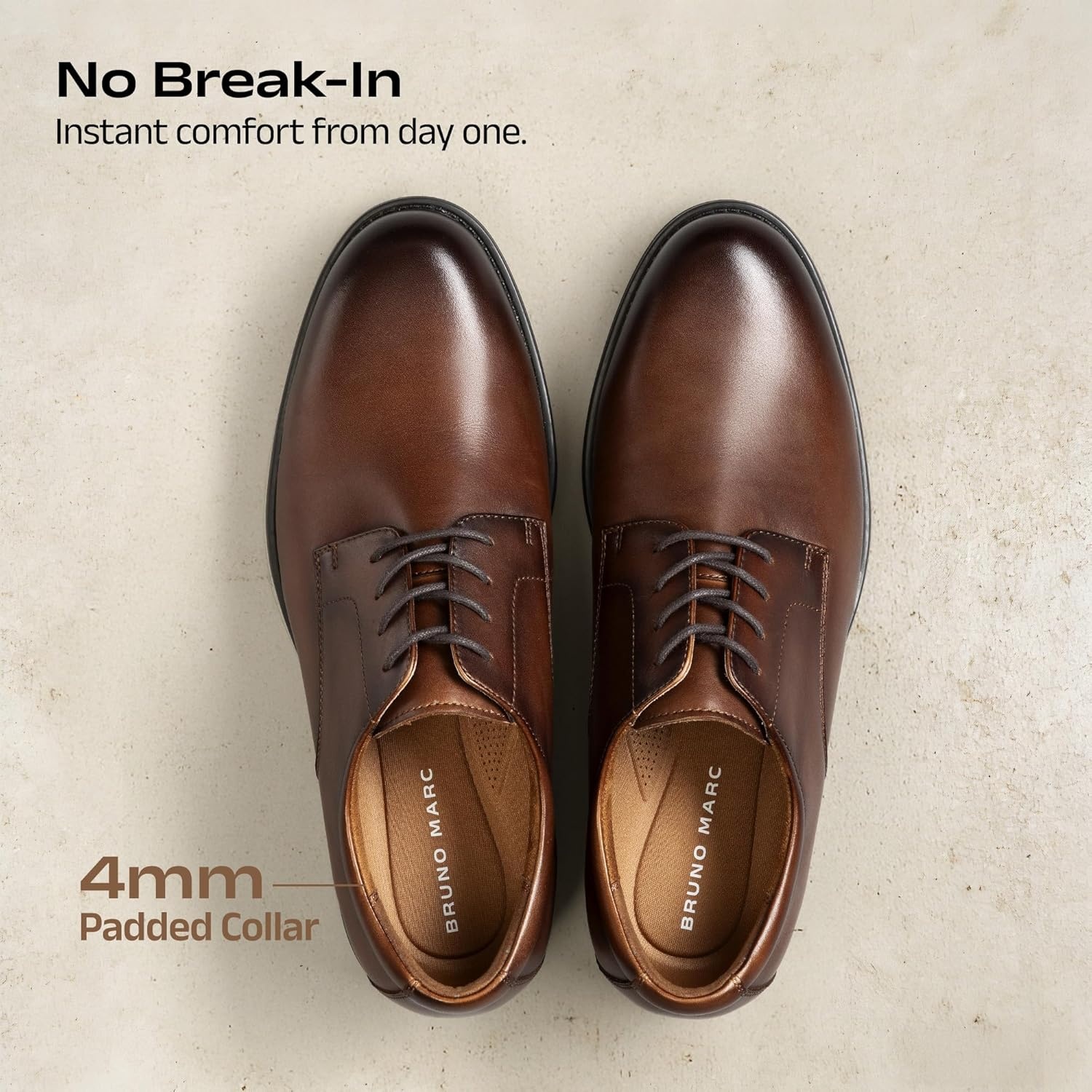 image:imageBruno Marc Mens Classic Leather Dress Shoes Comfort Oxfords Business Formal Lace Up ShoesBrown