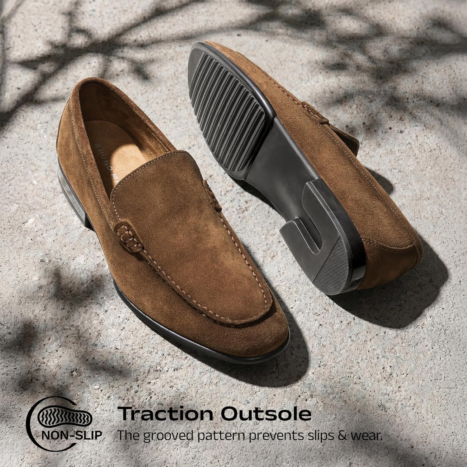 image:imageBruno Marc Mens Classic Loafers Leather Suede Dress Shoes Comfort Lightweight Slipon Shoes1brown