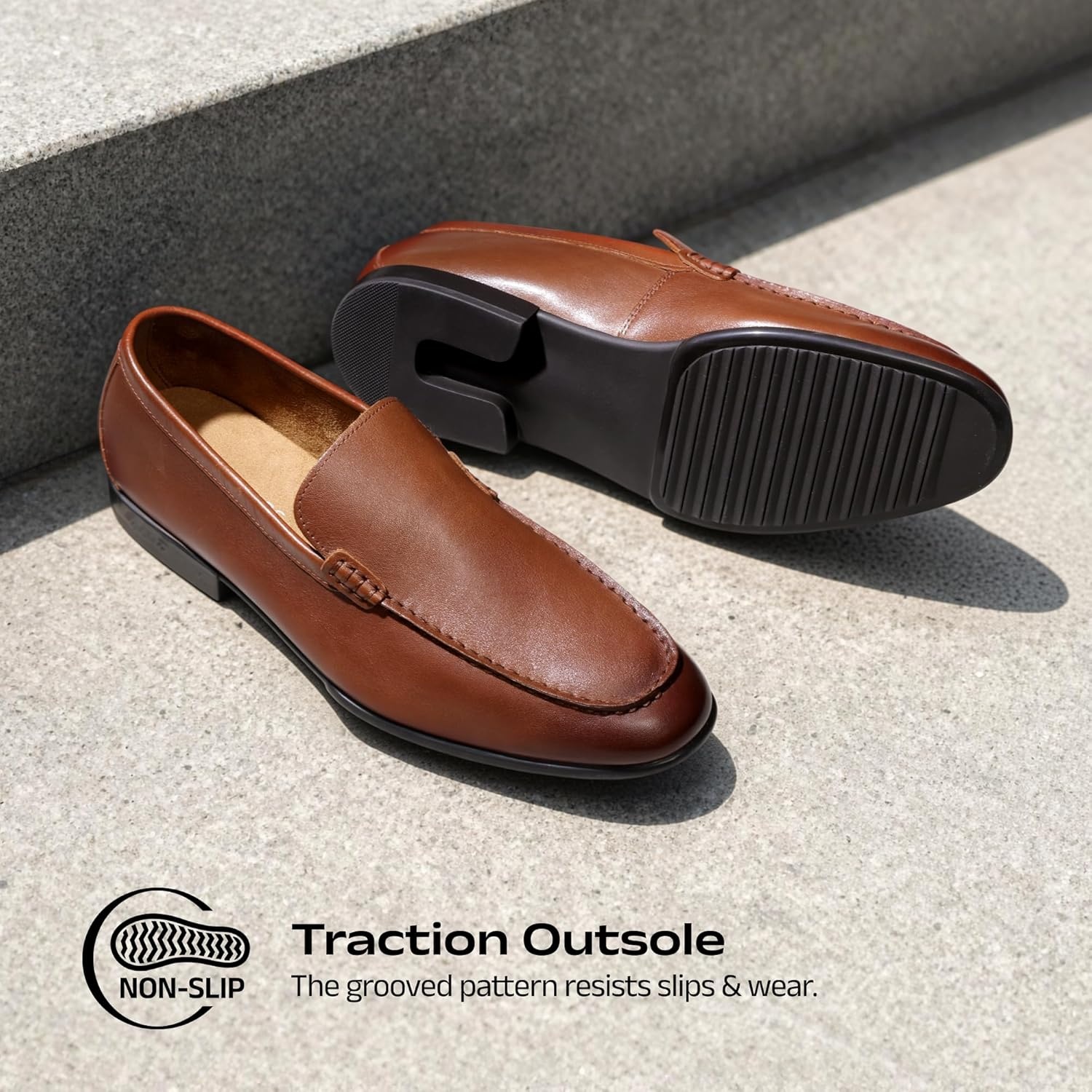 image:imageBruno Marc Mens Classic Loafers Leather Suede Dress Shoes Comfort Lightweight Slipon ShoesBrown
