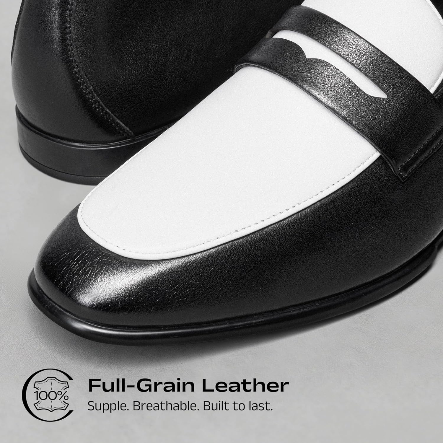 image:imageBruno Marc Mens Classic Penny Loafers Leather Suede Dress Shoes Comfort Lightweight Slipon Shoe Solace ReserveBlackWhite