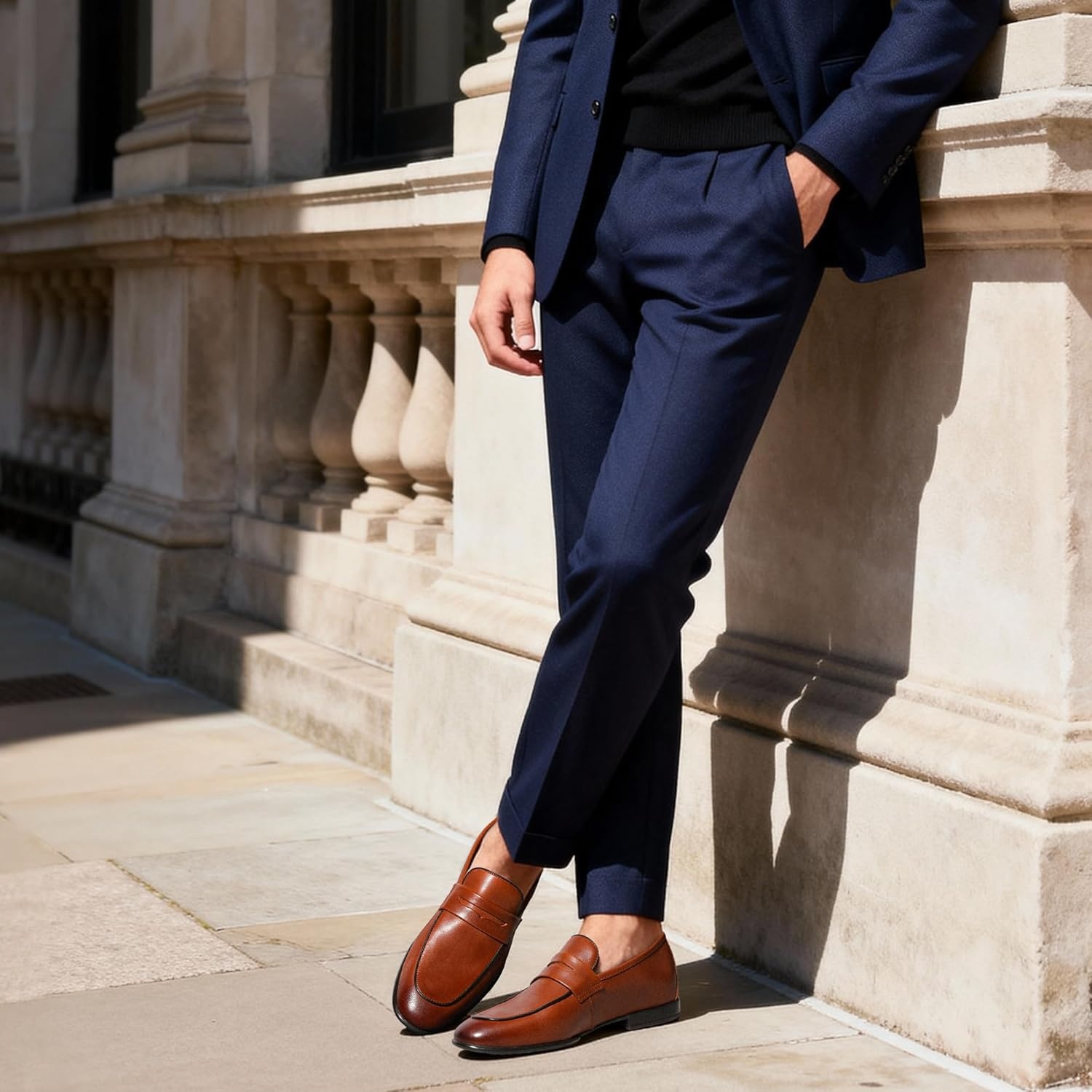 image:imageBruno Marc Mens Classic Penny Loafers Leather Suede Dress Shoes Comfort Lightweight Slipon Shoe Solace ReserveBrown
