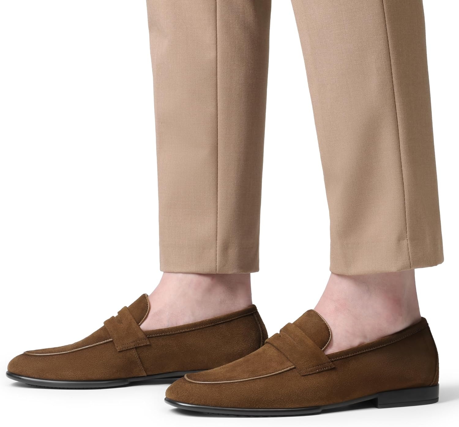 image:imageBruno Marc Mens Classic Penny Loafers Leather Suede Dress Shoes Comfort Lightweight Slipon Shoe Solace ReserveTan